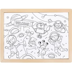 Flat River Group Hape Space Friends 48pc Double-Sided Coloring Jigsaw Puzzle* Puzzles