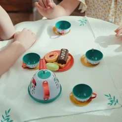 Flat River Group Hape Tea Time Playset - 15pc Teal & Pink with Carry Case* Kitchens & Play Food|Dress Up