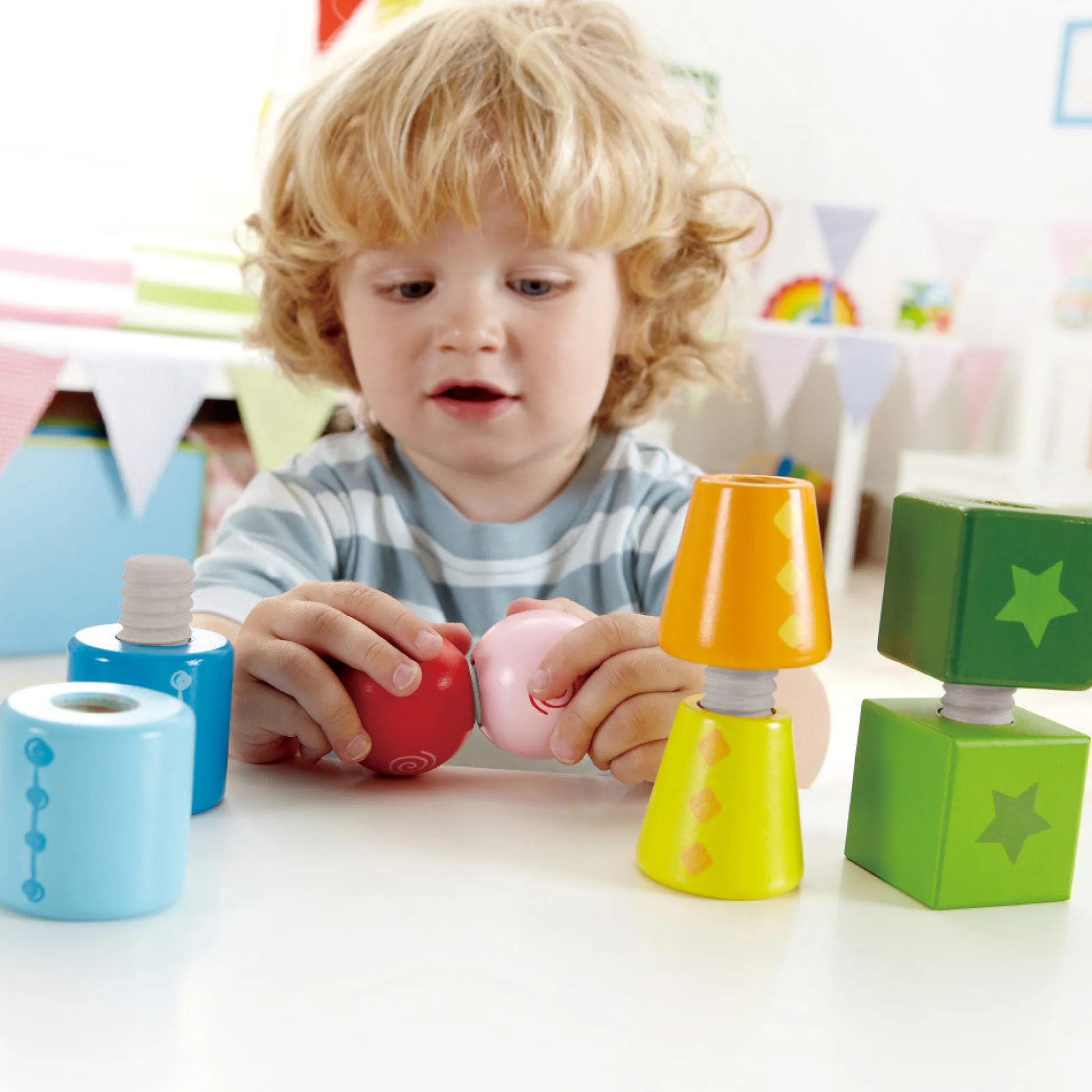 Flat River Group Hape Twist & Turnables - Colorful Wooden Shapes Blocks* Preschool Education Toys & Activities|Preschool Building Sets & Blocks