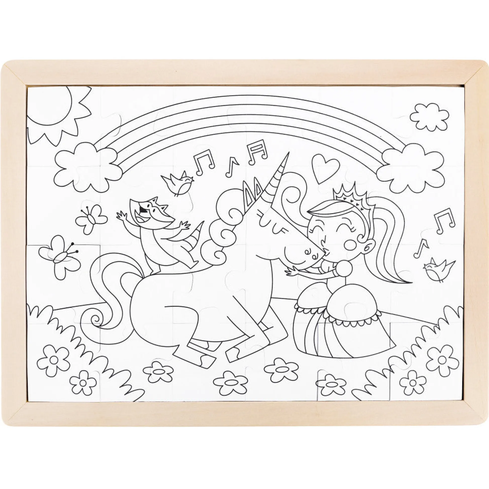 Flat River Group Hape Unicorn Friends 24pc Double-Sided Coloring Puzzle* Puzzles