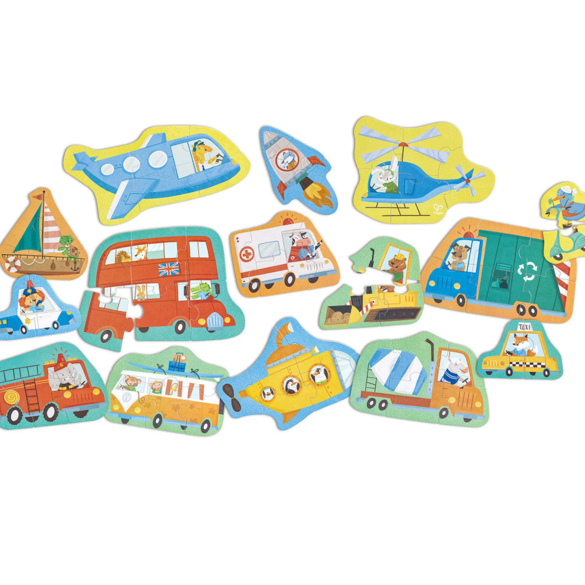 Flat River Group Hape Wheels & Wonders 15-Pack Mini Vehicle Puzzles* Toddler & Preschool Games & Puzzles|Puzzles