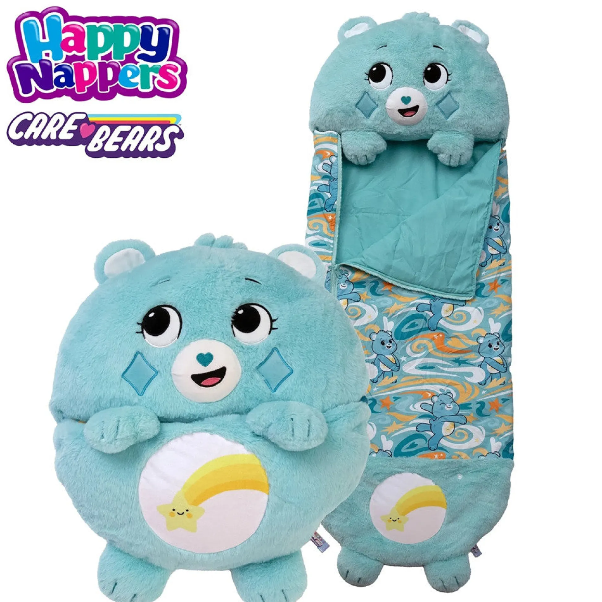 Flat River Group Happy Nappers Care Bears Wish Bear Sleep Sack, Medium* Social & Emotional Skills|Stuffed Animals