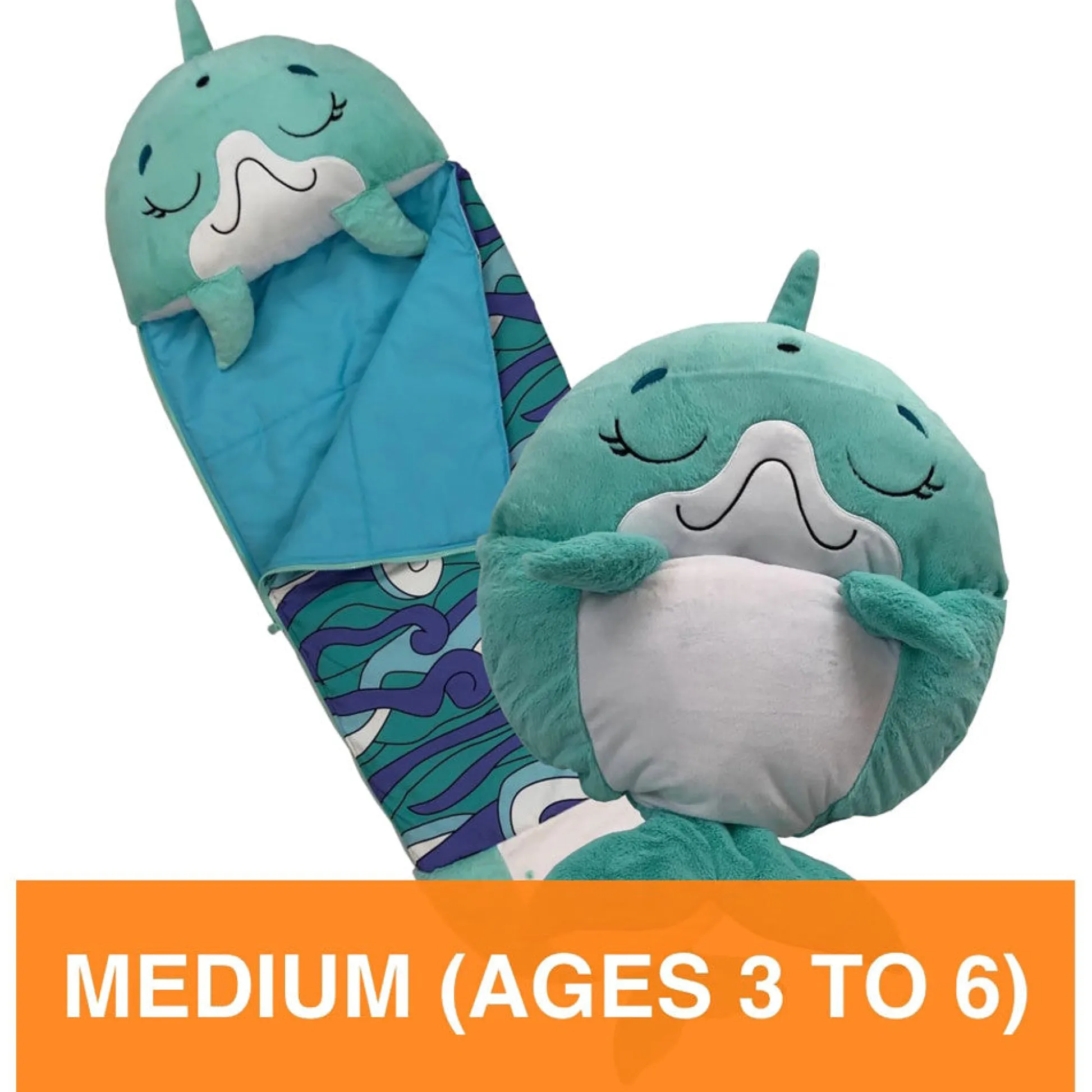 Flat River Group Happy Nappers Dolphin Disco 54 inch Plush Pillow & Sleepy Sack - Medium* Stuffed Animals|Stuffed Animals & Plush Toys