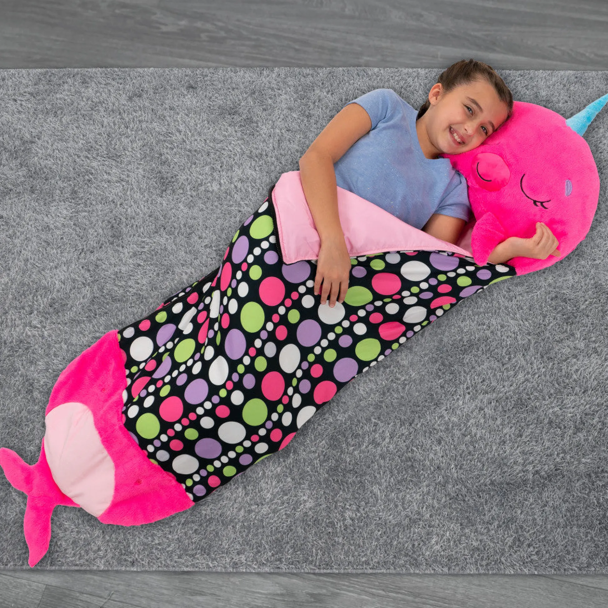 Flat River Group Happy Nappers Large 66 inch Plush Neil The Pink Narwhal - Kids 7+* Social & Emotional Skills|Stuffed Animals