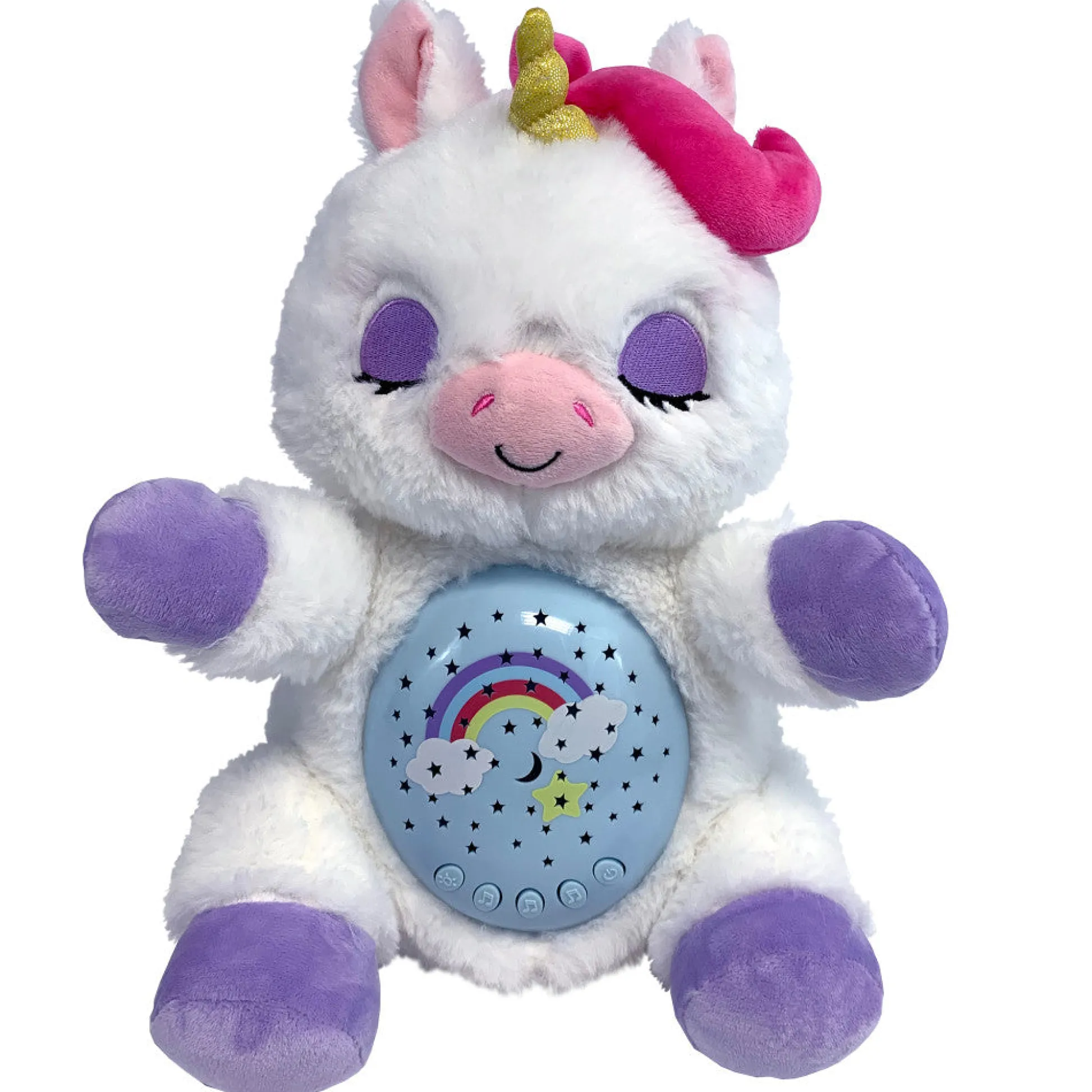Flat River Group Happy Nappers Lullabrites Sweet Dreams 12 inch Interactive Unicorn - White/Purple* Stuffed Animals|Stuffed Animals & Plush Toys