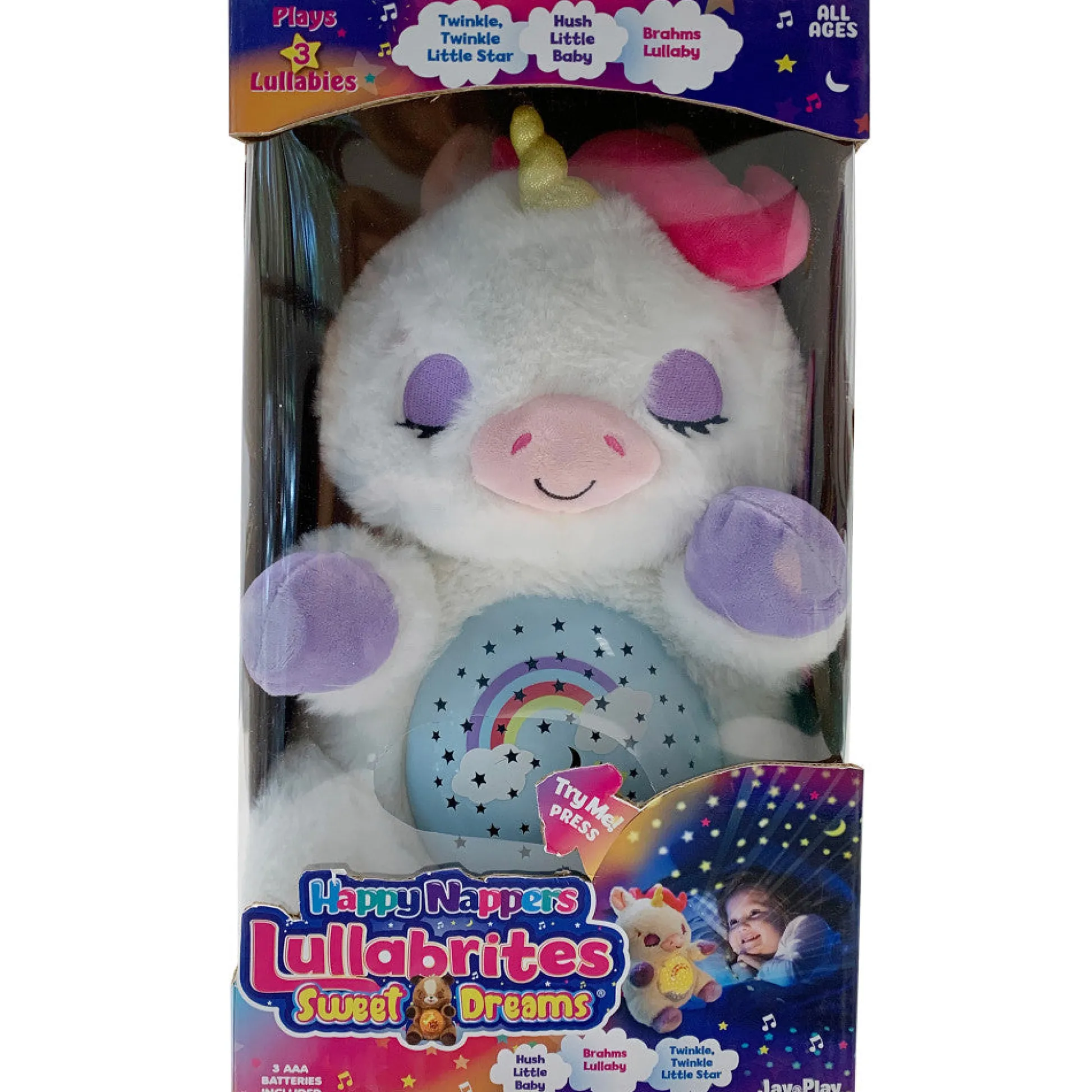 Flat River Group Happy Nappers Lullabrites Sweet Dreams 12 inch Interactive Unicorn - White/Purple* Stuffed Animals|Stuffed Animals & Plush Toys