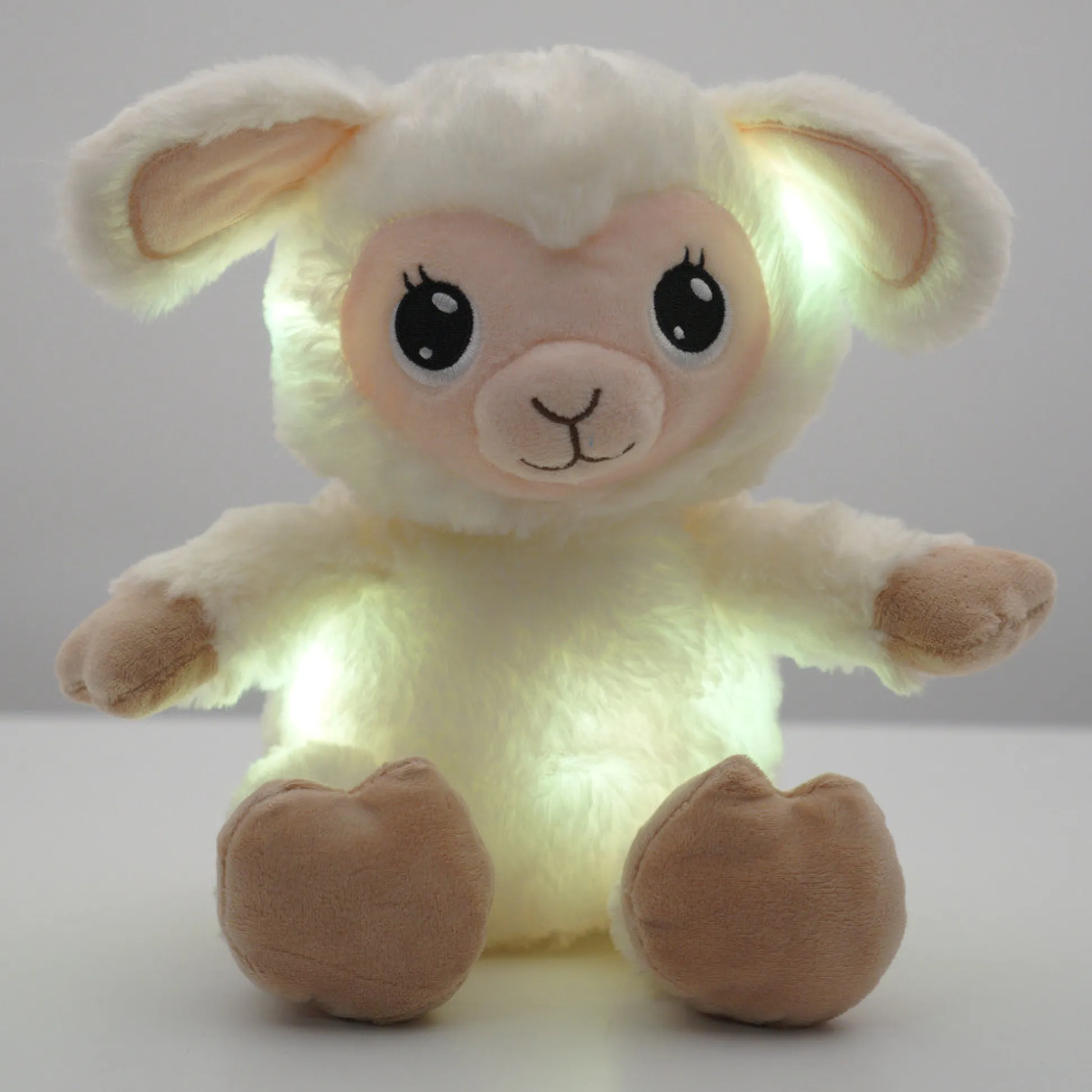 Flat River Group Happy Nappers Lullabrites 11.75 inch Musical Light Up Lamb - Cream & Tan* Social & Emotional Skills|Stuffed Animals