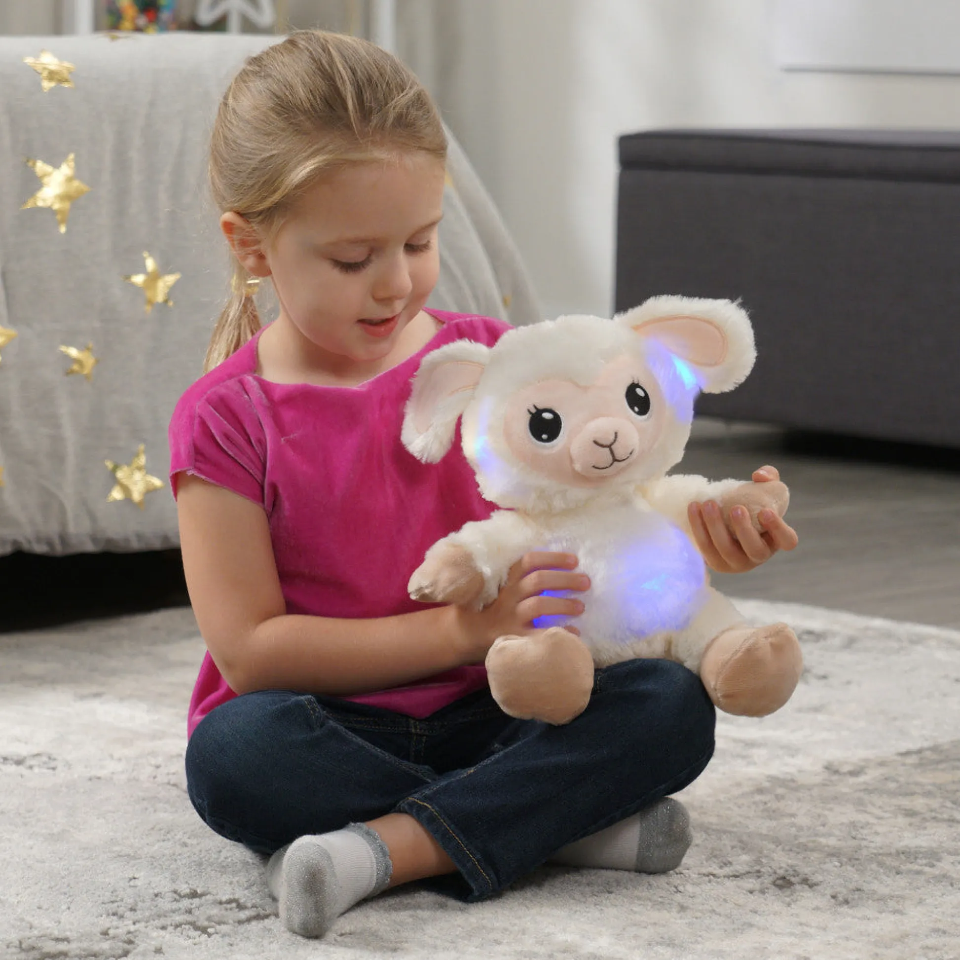 Flat River Group Happy Nappers Lullabrites 11.75 inch Musical Light Up Lamb - Cream & Tan* Social & Emotional Skills|Stuffed Animals