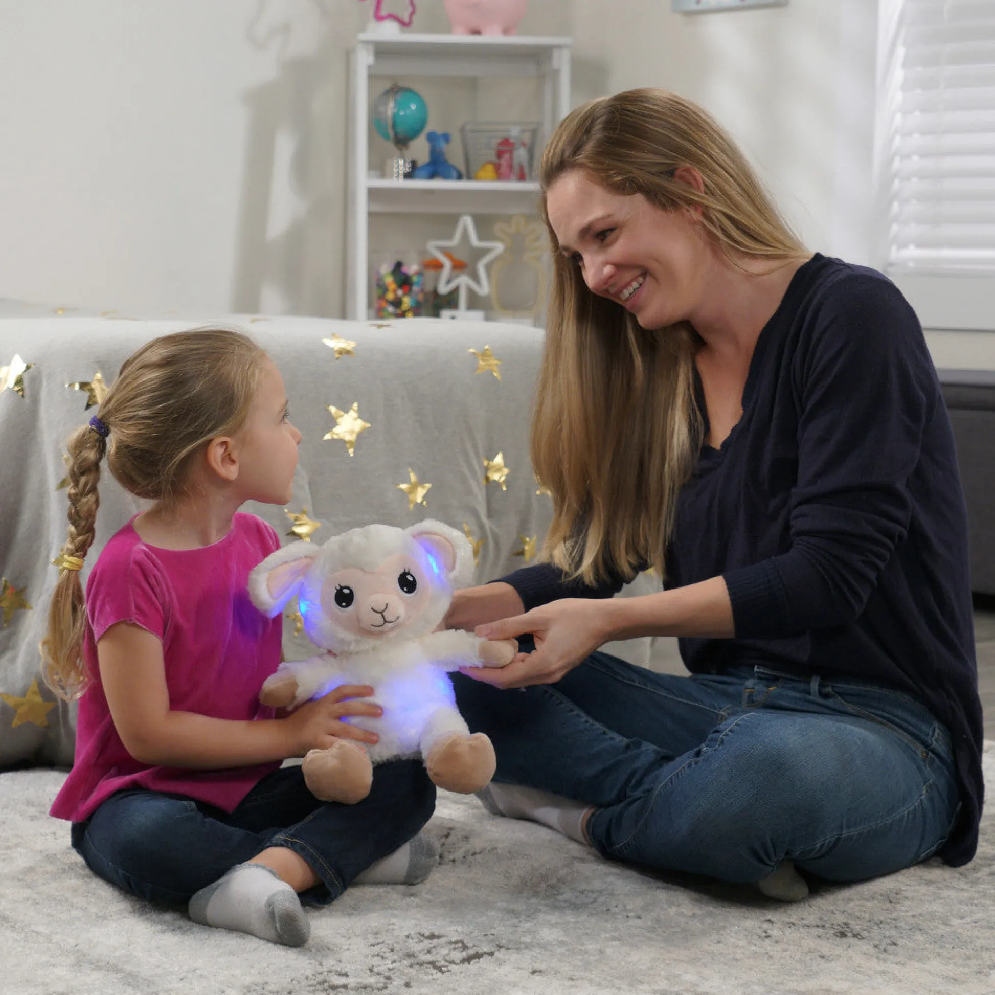 Flat River Group Happy Nappers Lullabrites 11.75 inch Musical Light Up Lamb - Cream & Tan* Social & Emotional Skills|Stuffed Animals