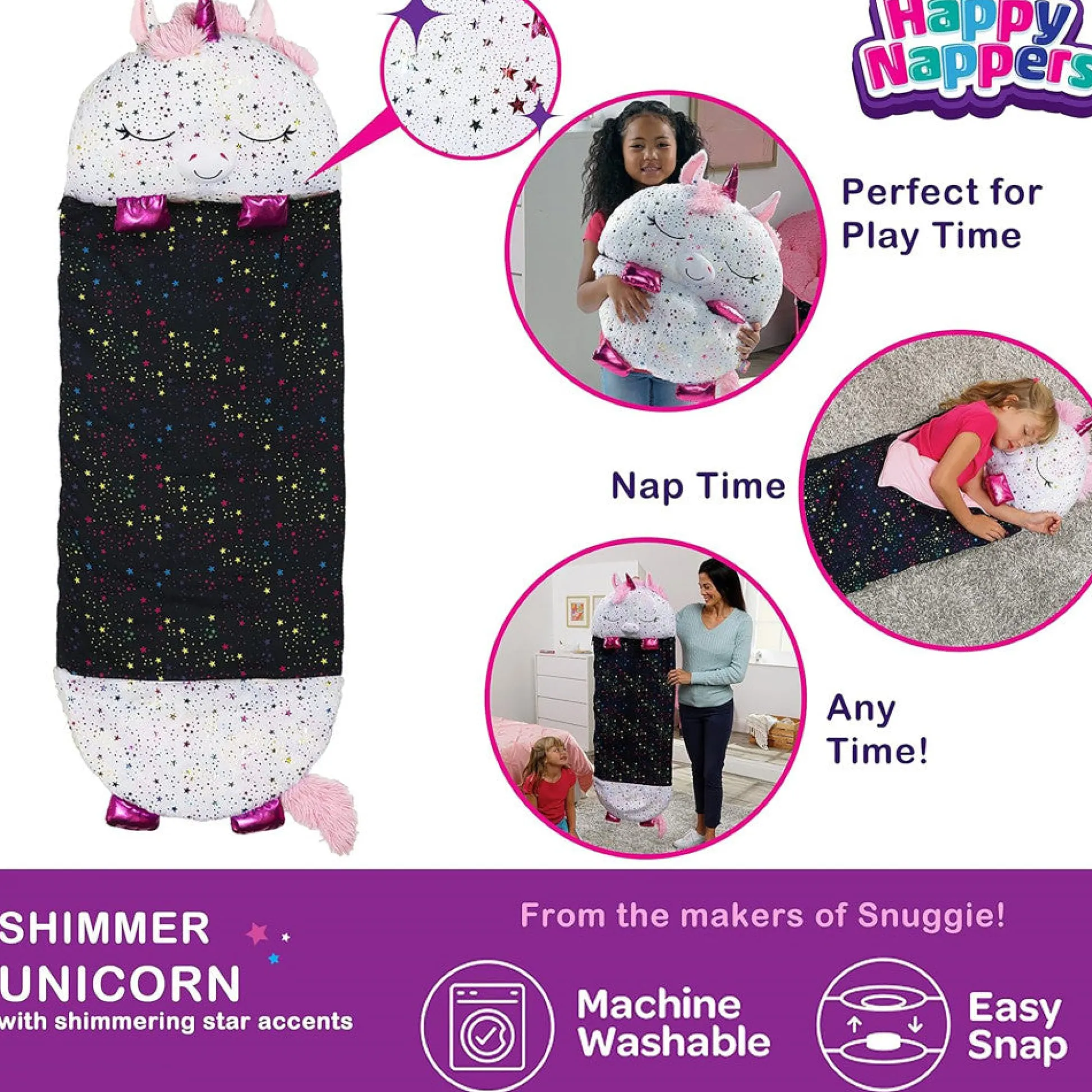 Flat River Group Happy Nappers Shimmer Unicorn Large 66 inch Pillow & Sleepy Sack - Kids 7+* Stuffed Animals|Stuffed Animals & Plush Toys