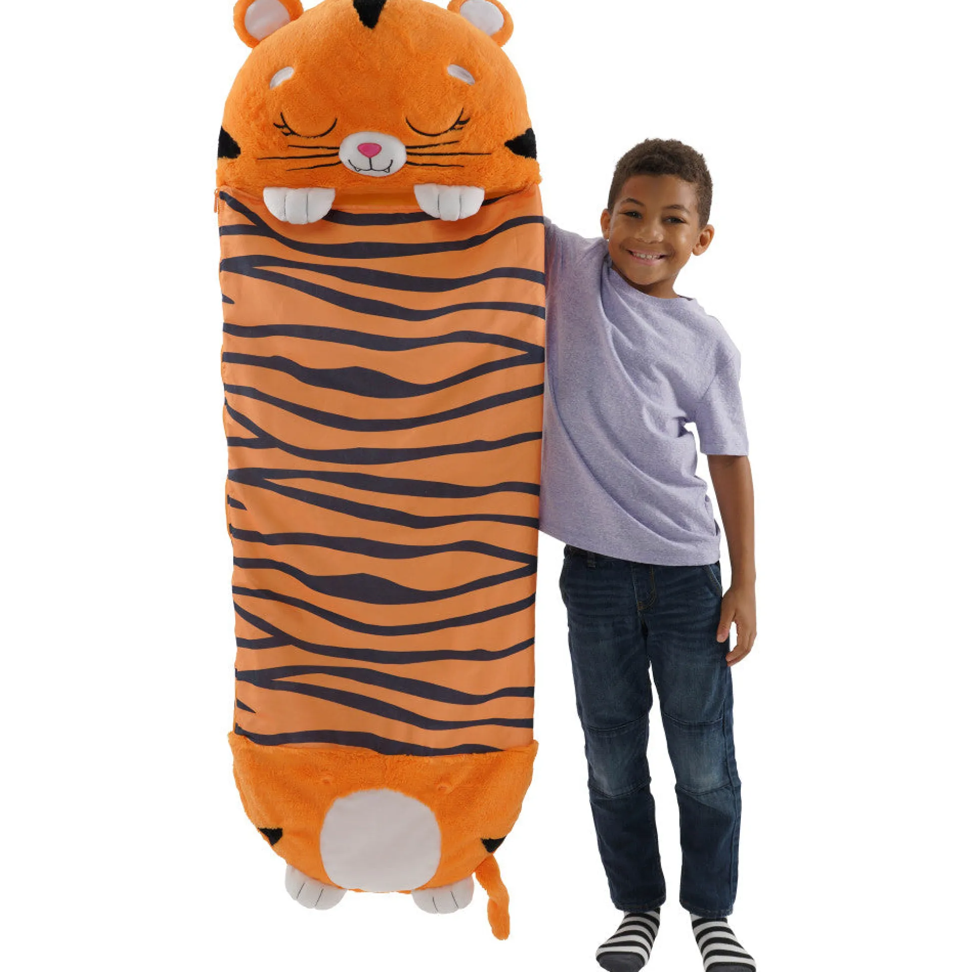Flat River Group Happy Nappers Tiger Tobi 54 inch Plush Pillow & Sleepy Sack - Medium* Stuffed Animals|Stuffed Animals & Plush Toys