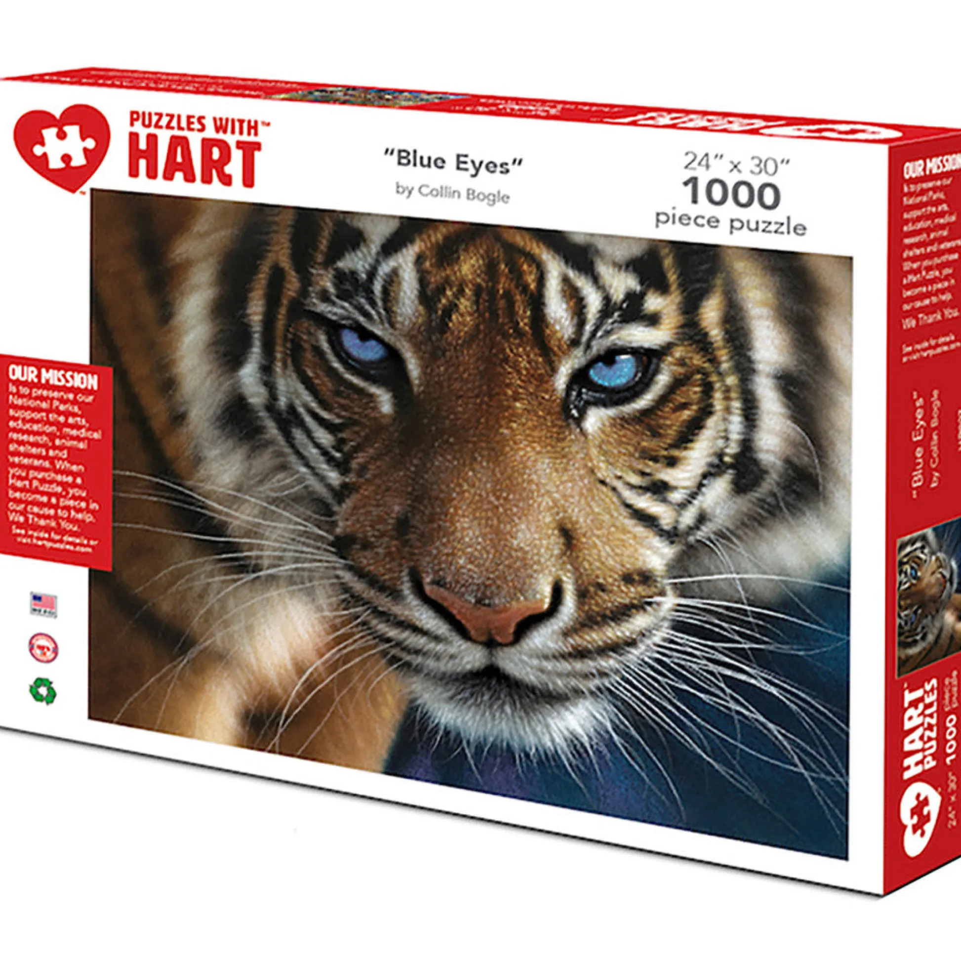 Flat River Group Hart Puzzles Blue Eyes Tiger by Colin Bogle - 1000 pc Puzzle* Puzzles