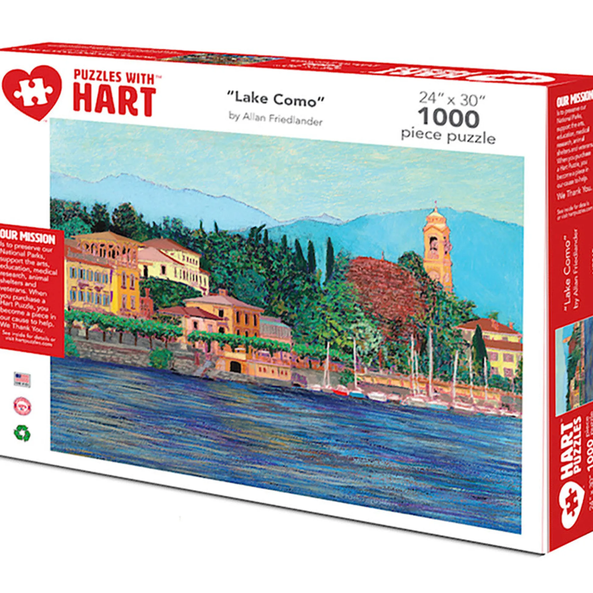 Flat River Group Hart Puzzles Lake Como Scenic Art Jigsaw Puzzle - 1000 pc* Puzzles