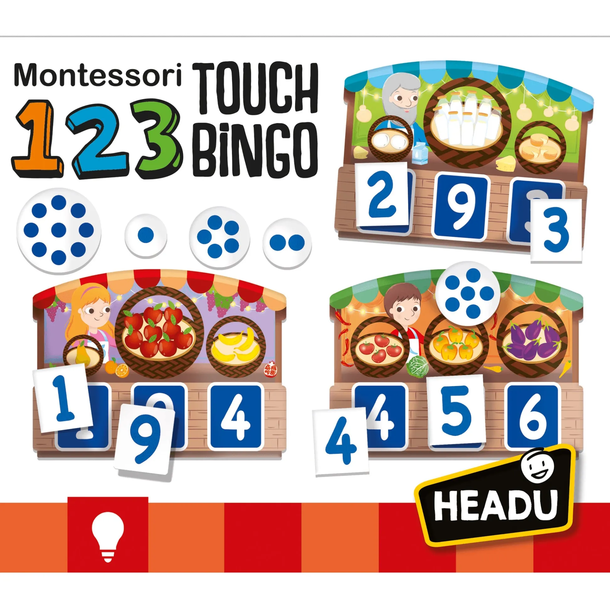 Educators Resource Headu 123 Montessori Touch Bingo - Interactive Counting Game* Preschool Education Toys & Activities
