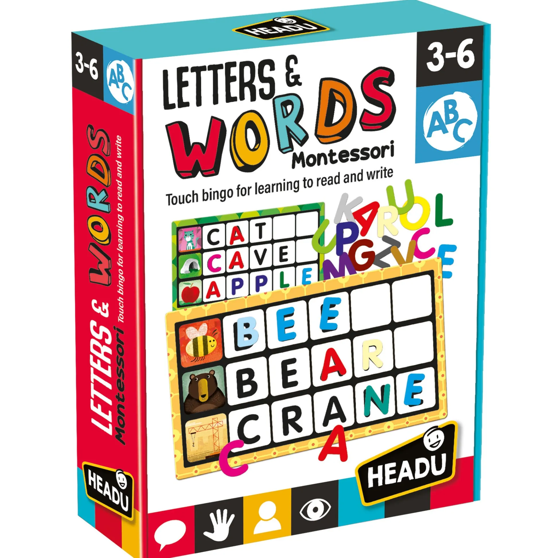 Educators Resource Headu Montessori Touch Bingo - Learn Letters & Words Game* Preschool Education Toys & Activities