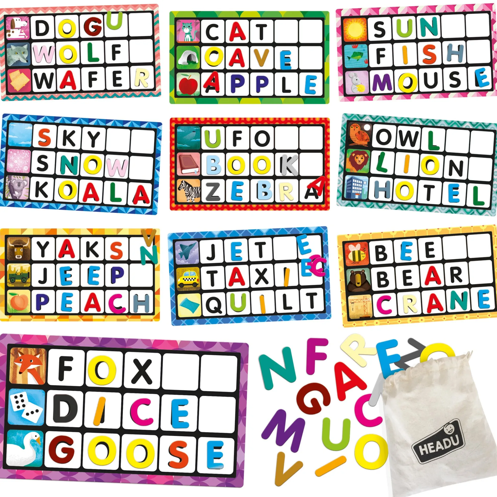 Educators Resource Headu Montessori Touch Bingo - Learn Letters & Words Game* Preschool Education Toys & Activities