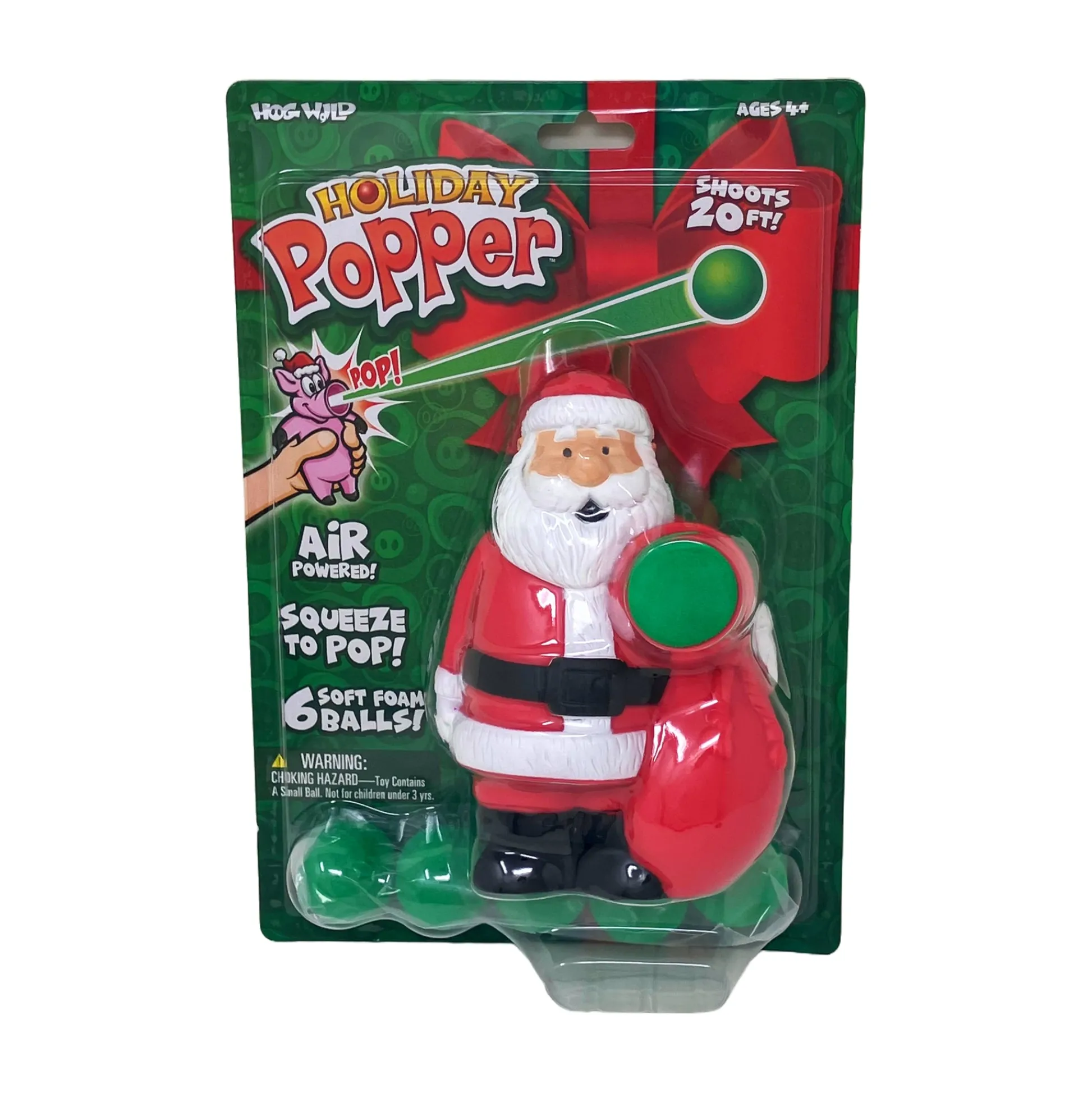 AreYouGame Hog Wild Santa Holiday Popper - Festive Foam Ball Launcher* Nerf & Toy Blasters|Nerf & Toy Blasters