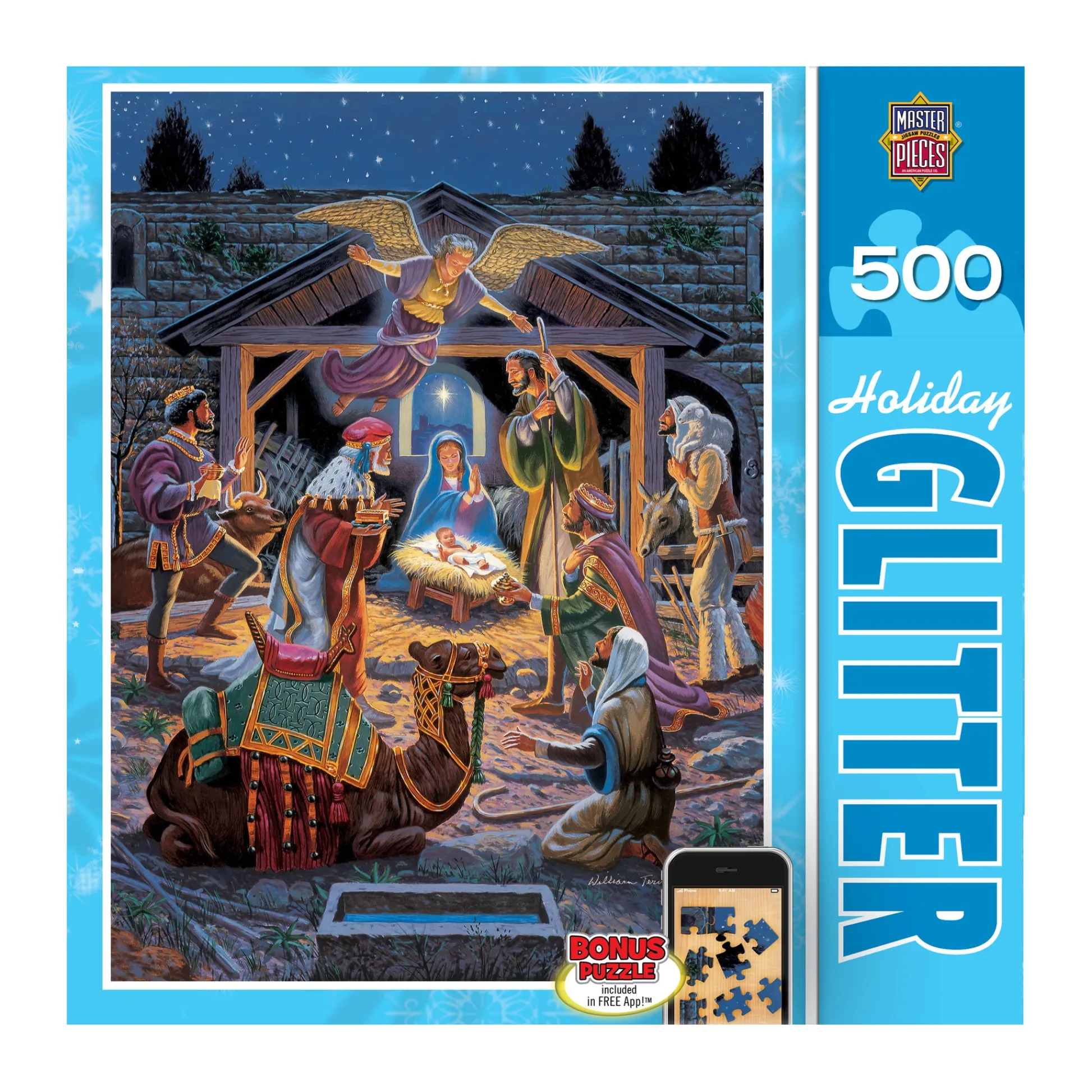 AreYouGame Holiday Glitter Puzzle - Holy Night: 500 pcs* Puzzles