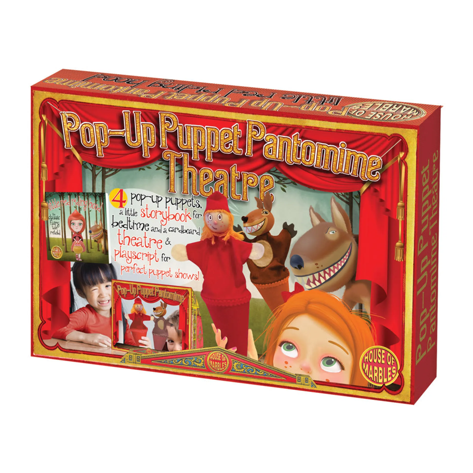 AreYouGame House of Marbles Little Red Riding Hood Pop-Up Puppet Theatre Set* Puppets & Puppet Theaters|Dress Up
