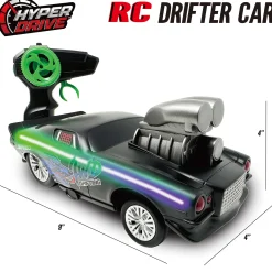 Flat River Group Hyper Drive RC 1:16 Scale Street Racer - Black-Green with LED Lights* Rc Cars & Flight