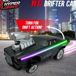 Flat River Group Hyper Drive RC 1:16 Scale Street Racer - Black-Green with LED Lights* Rc Cars & Flight