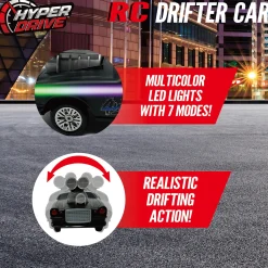 Flat River Group Hyper Drive RC 1:16 Scale Street Racer - Black-Green with LED Lights* Rc Cars & Flight