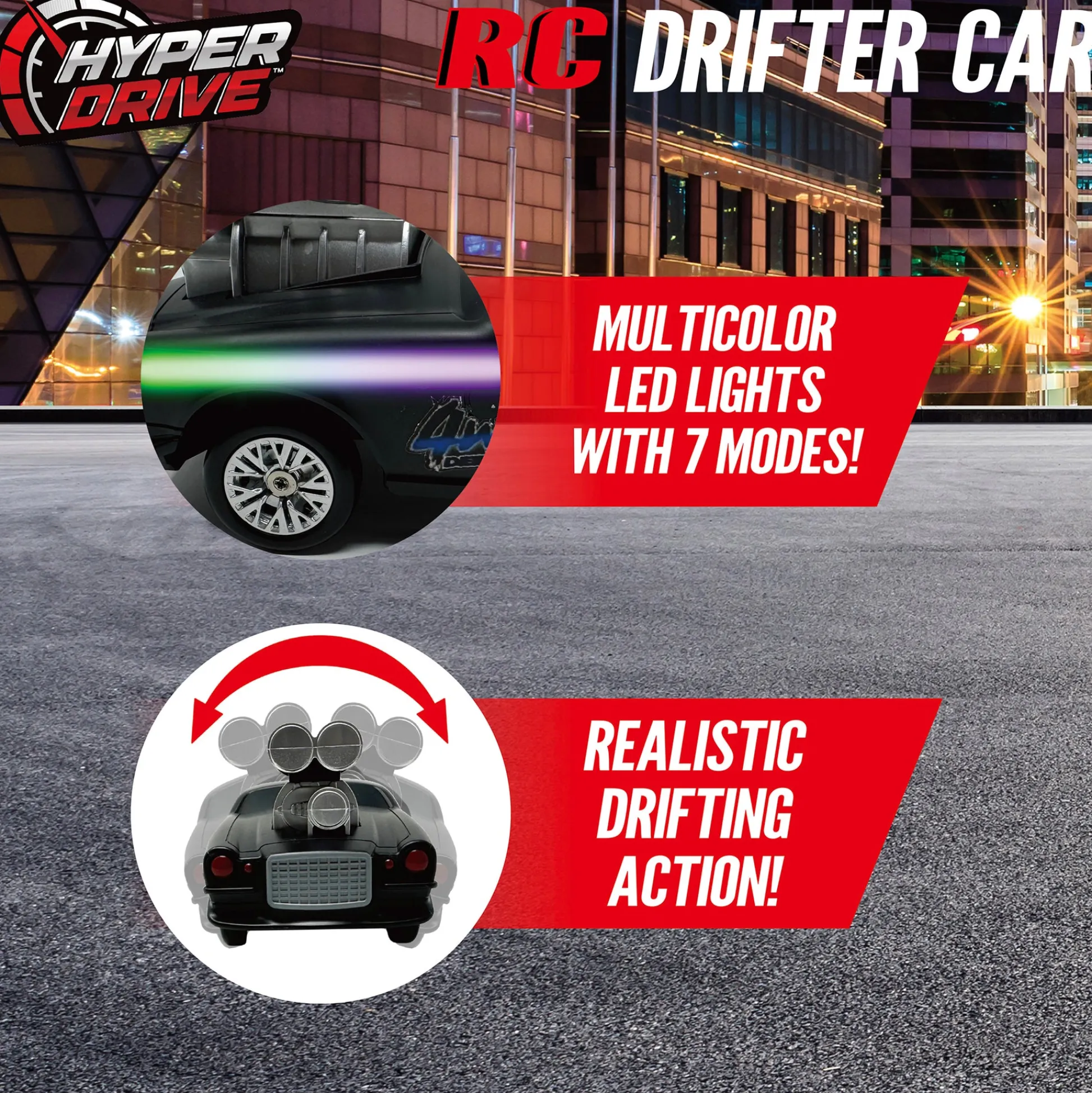 Flat River Group Hyper Drive RC 1:16 Scale Street Racer - Black-Green with LED Lights* Rc Cars & Flight