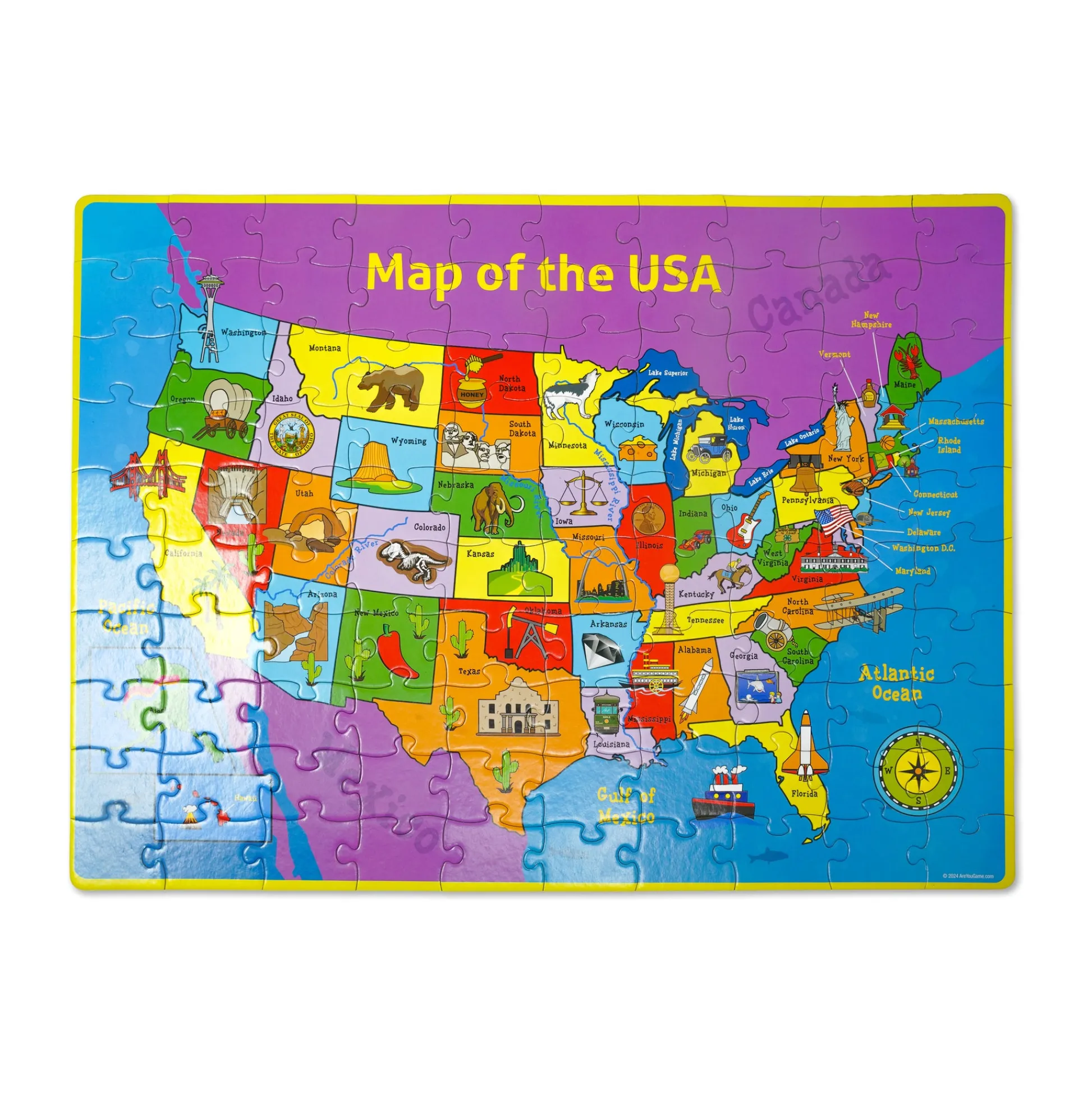 AreYouGame Interactive USA Map and State Trivia Puzzle – 100 pc* Puzzles