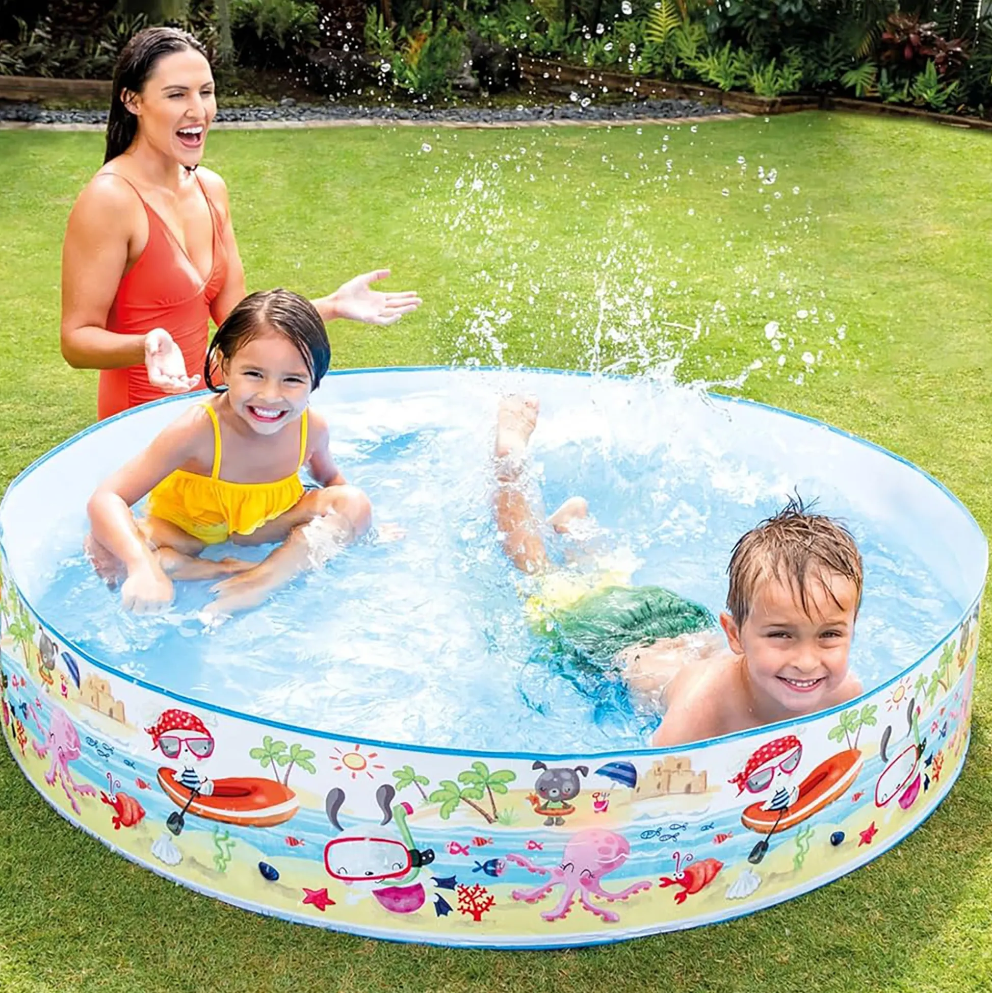 Flat River Group Intex Snapset Pool - Fun at The Beach, 5'x10', with Snorkel Pattern* Swimming Pools & Water Toys