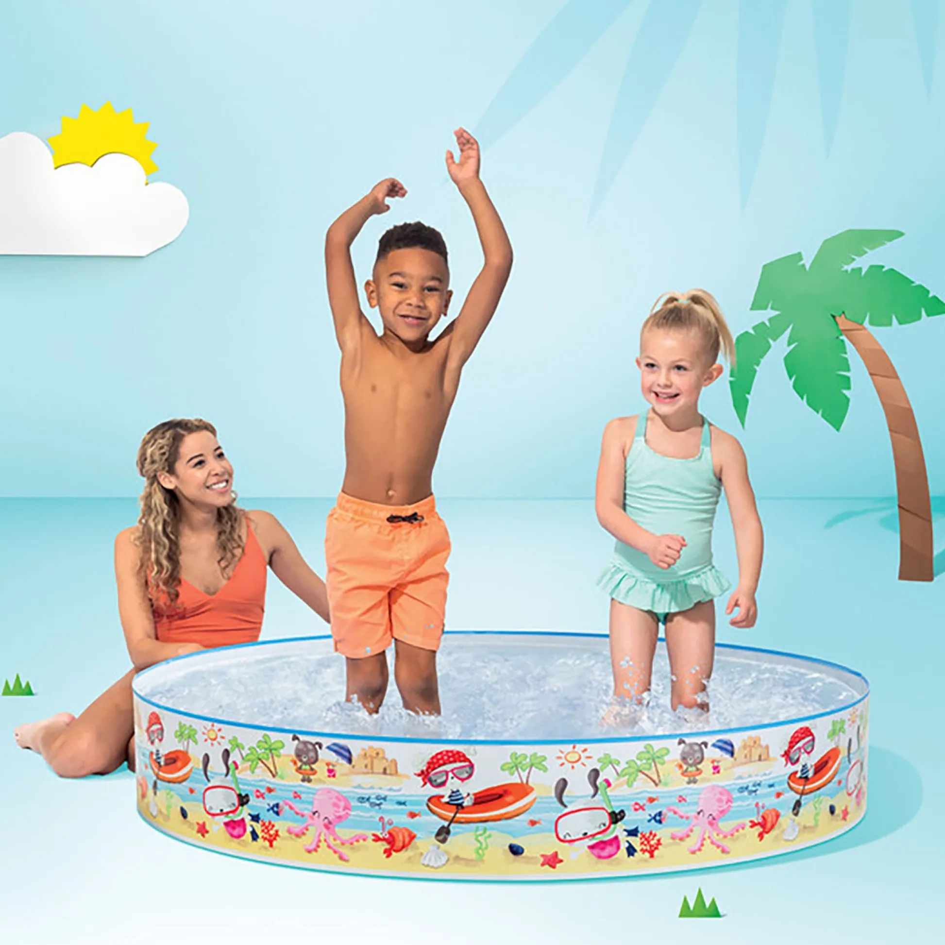Flat River Group Intex Snapset Pool - Fun at The Beach, 5'x10', with Snorkel Pattern* Swimming Pools & Water Toys