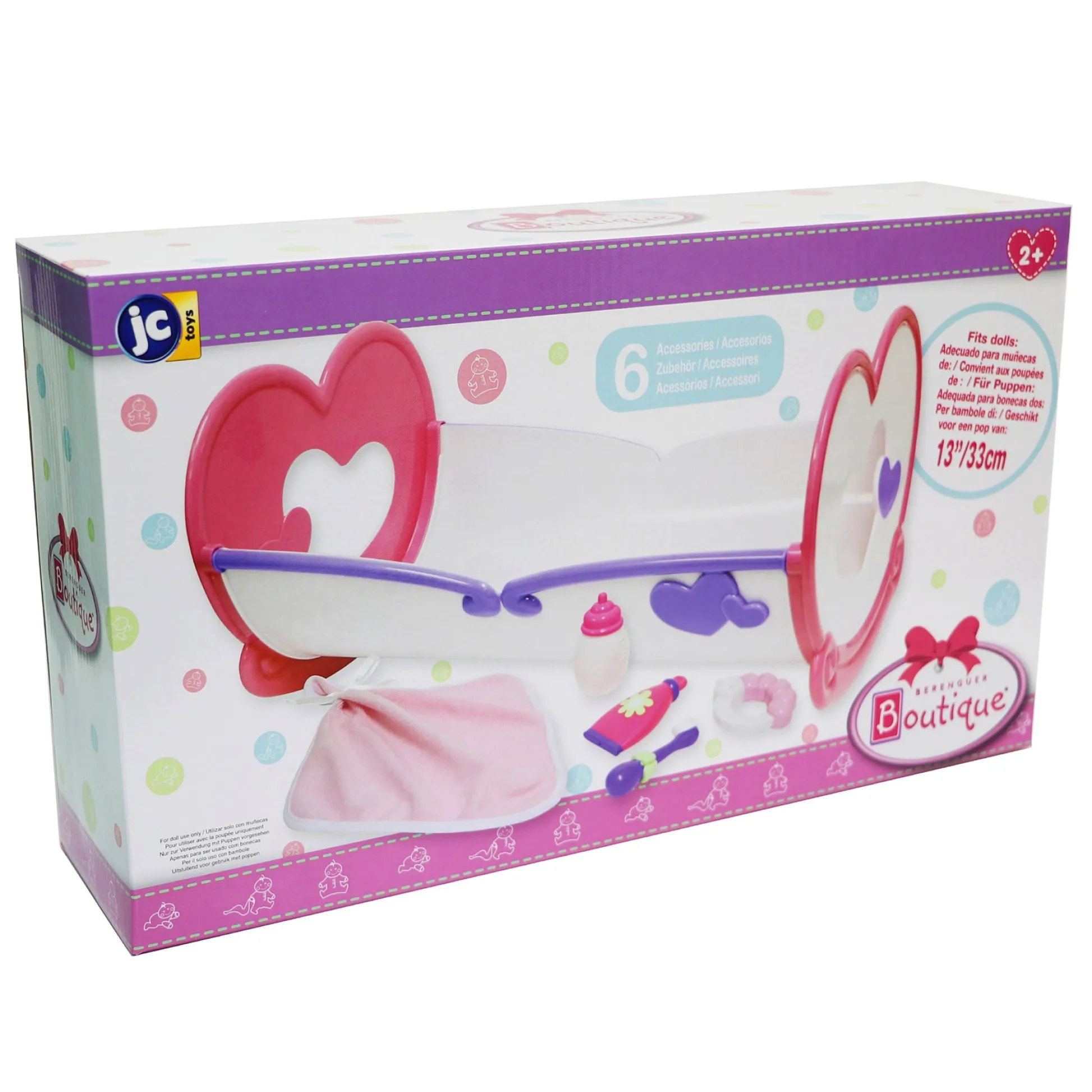 Educators Resource JC Toys Deluxe Rocking Doll Crib with Heart Design & Accessories* Doll Houses, Furniture & Accessories|Stuffed Animals & Plush Toys