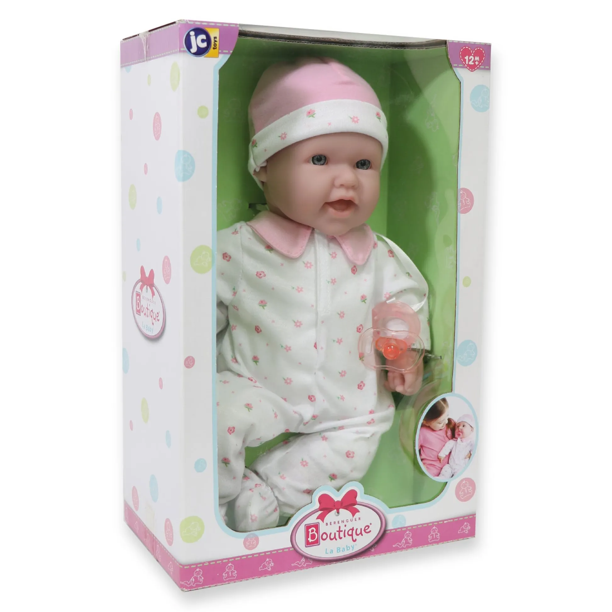 Educators Resource JC Toys La Baby Soft 16" - Pink Sleeper with Pacifier* Baby Dolls|Stuffed Animals & Plush Toys