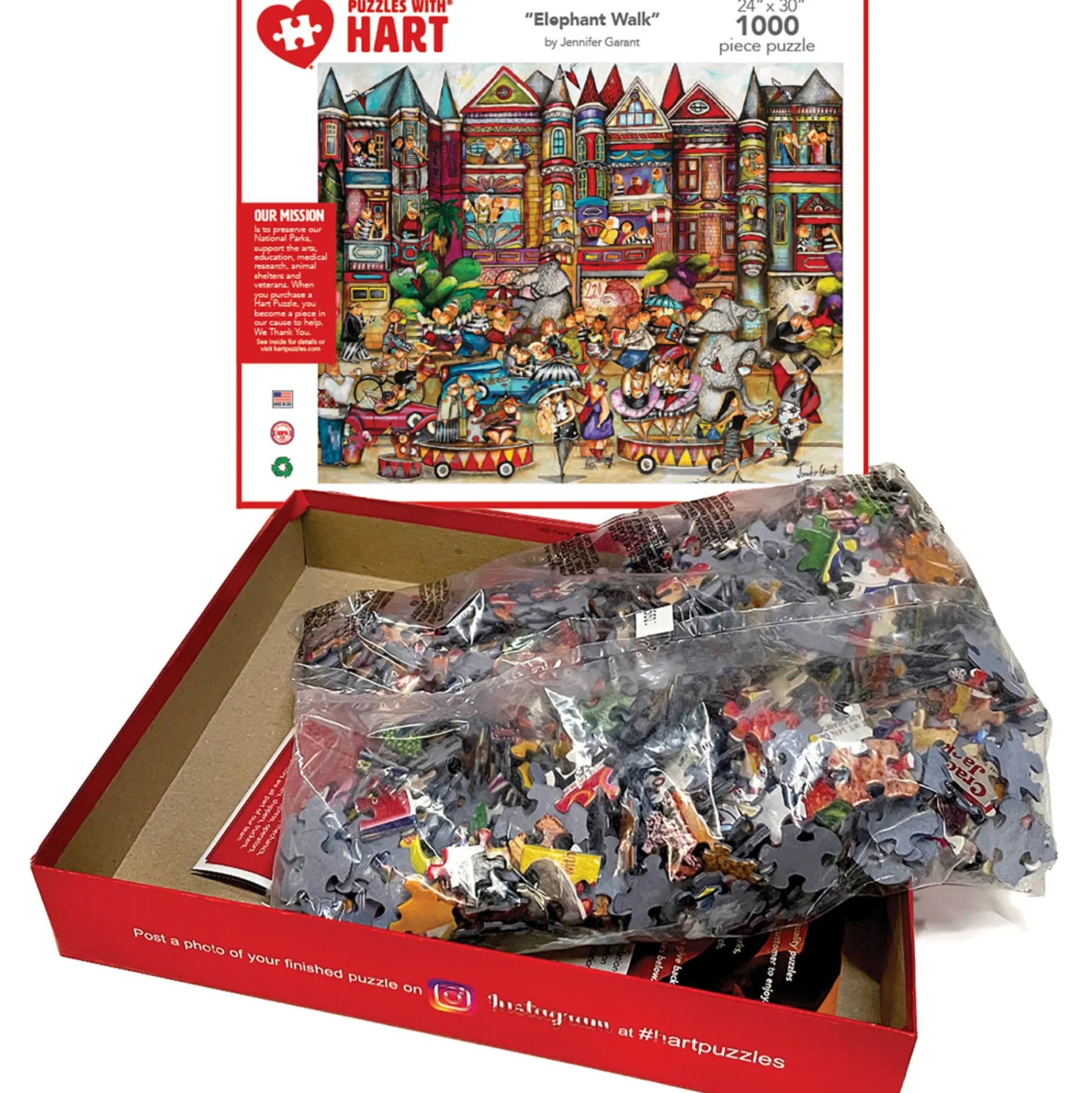 Flat River Group Jennifer Garant Elephant Walk Carnival-Themed Jigsaw Puzzle - 1000 pc* Puzzles