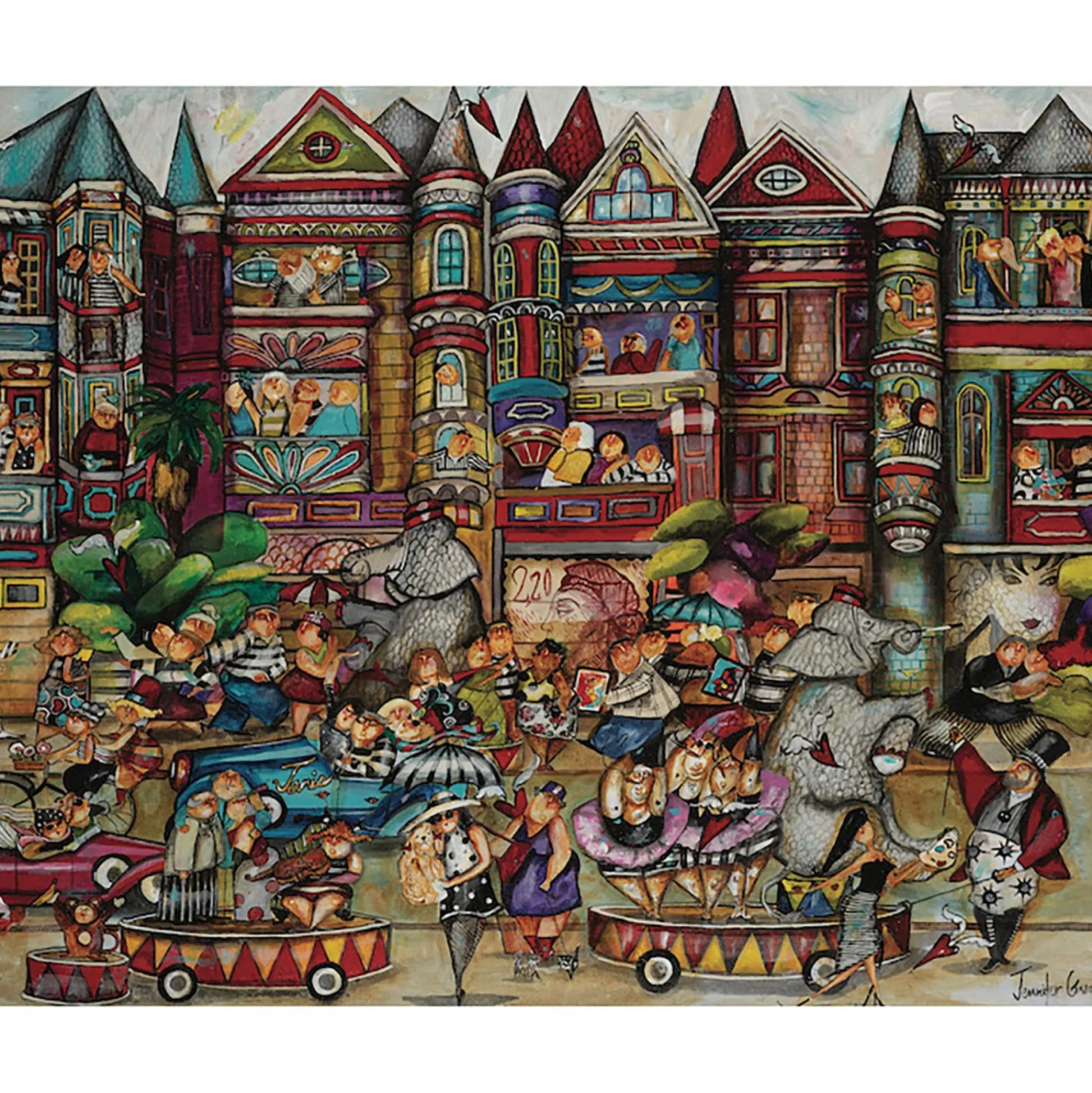 Flat River Group Jennifer Garant Elephant Walk Carnival-Themed Jigsaw Puzzle - 1000 pc* Puzzles