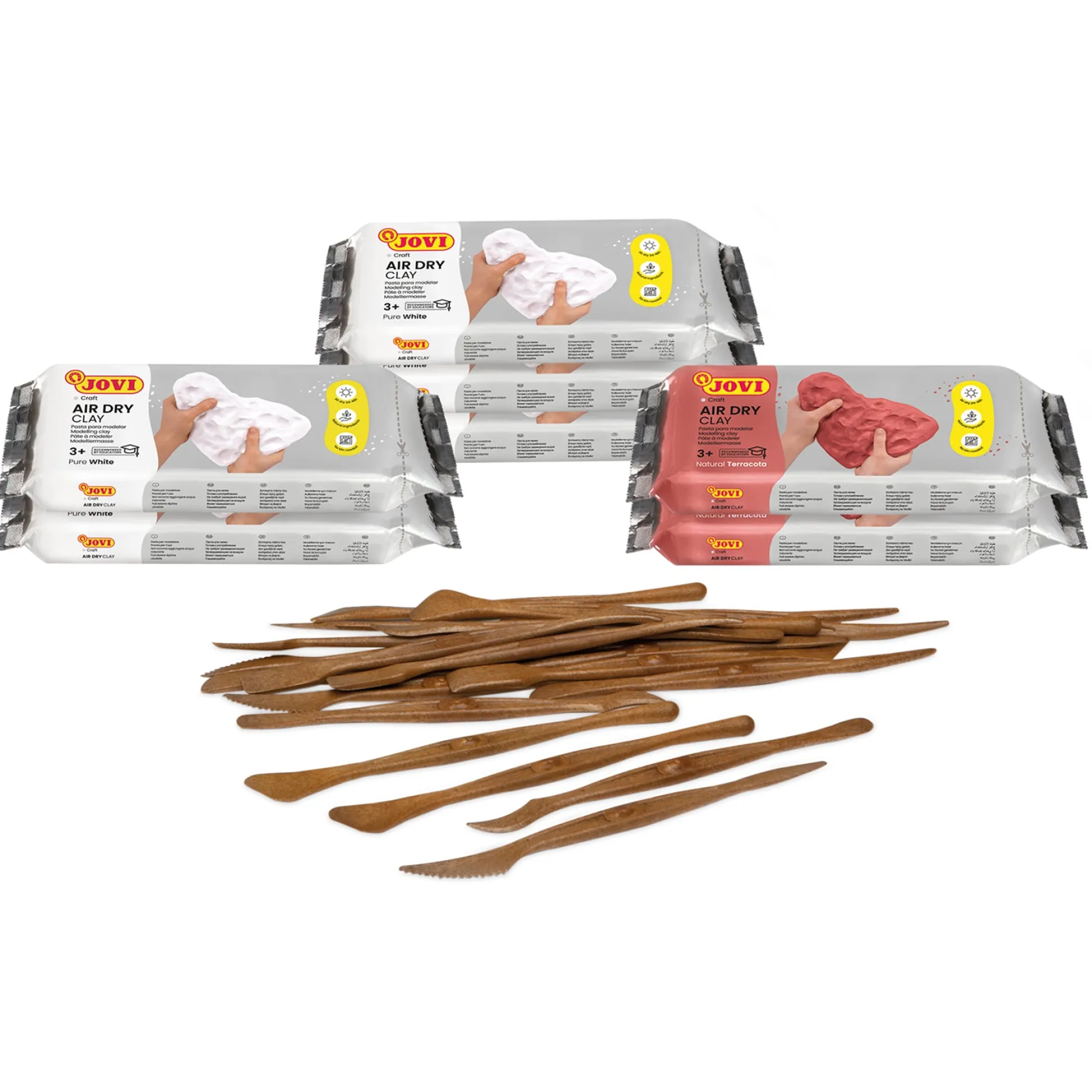 Educators Resource JOVI Air Dry Clay School Pack - 7 Bars, 1.1 Lb Each & 20 Spatulas, Assorted Colors* Clay, Dough & Sand Art