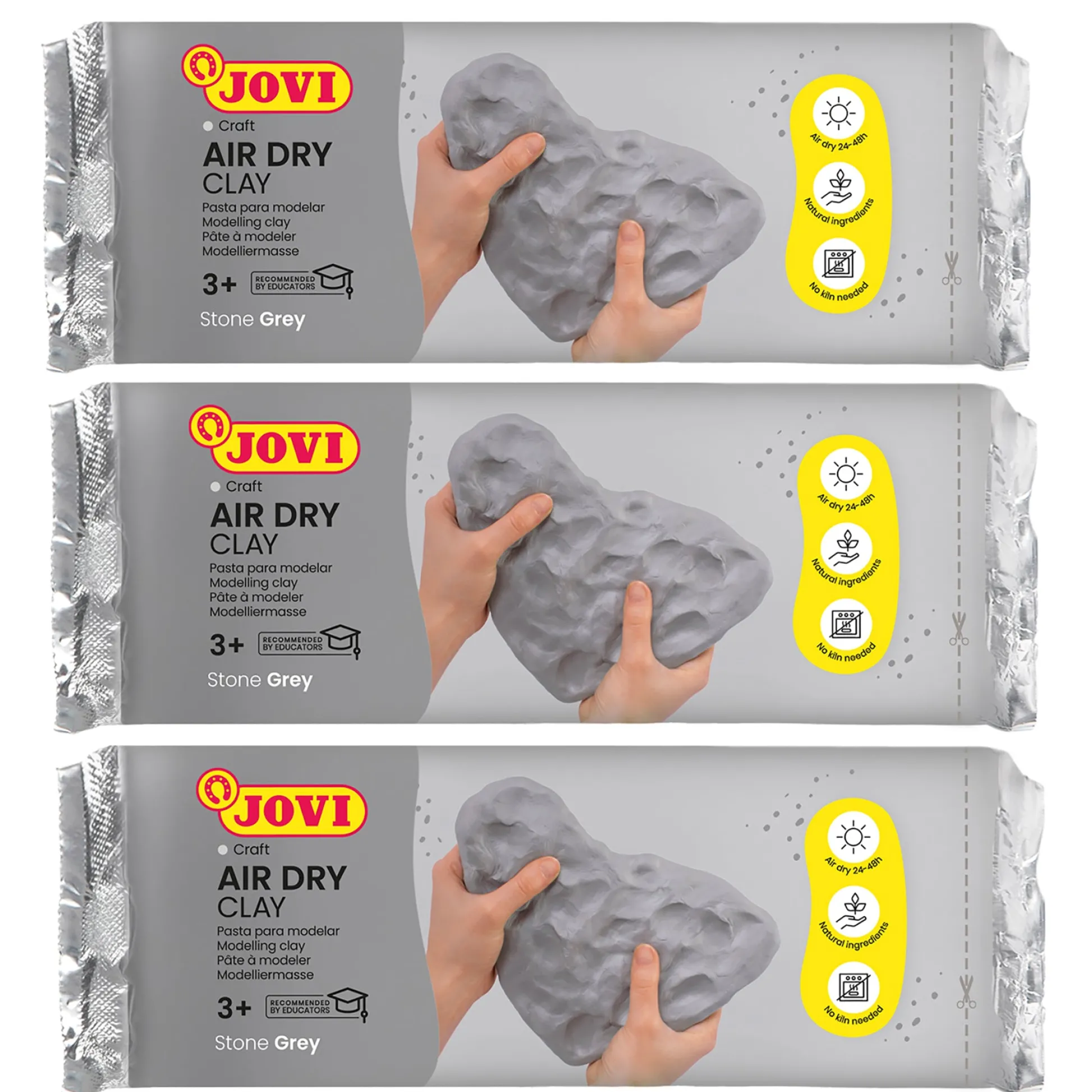 Educators Resource JOVI Crafting Air Dry Clay - Grey 1.1lb Bar, Pack of 3* Clay, Dough & Sand Art