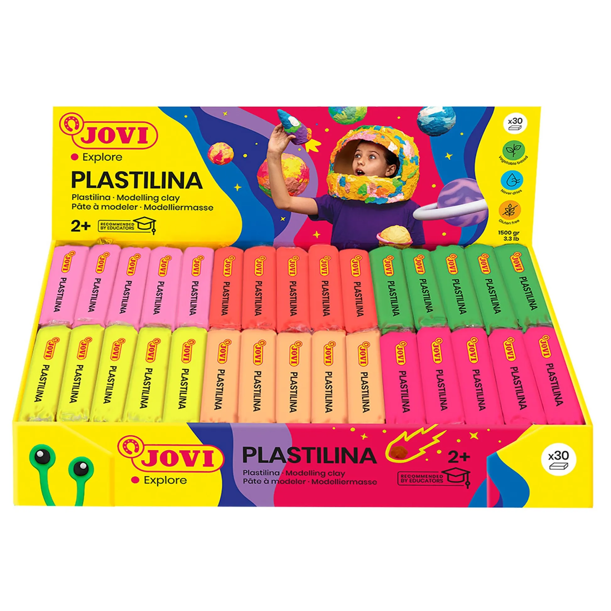 Educators Resource JOVI Neon Plastilina Modeling Clay Kit - 30 Bars Assorted Neon Colors* Clay, Dough & Sand Art