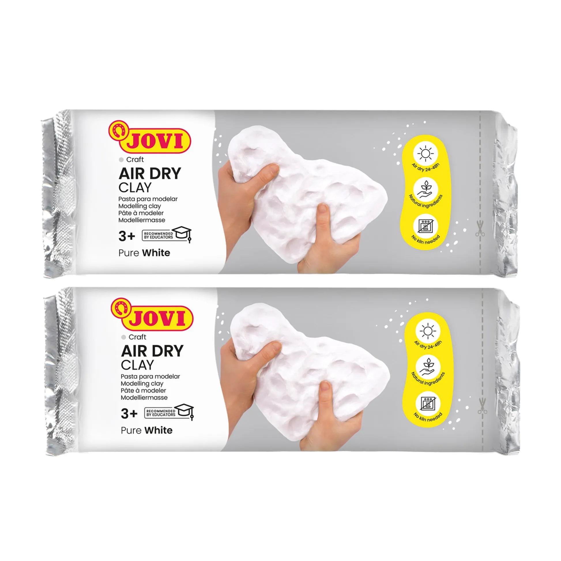 Educators Resource JOVI No-Bake Craft Air Dry Clay, White, 2.2lb Bar, 2-Pack* Clay, Dough & Sand Art