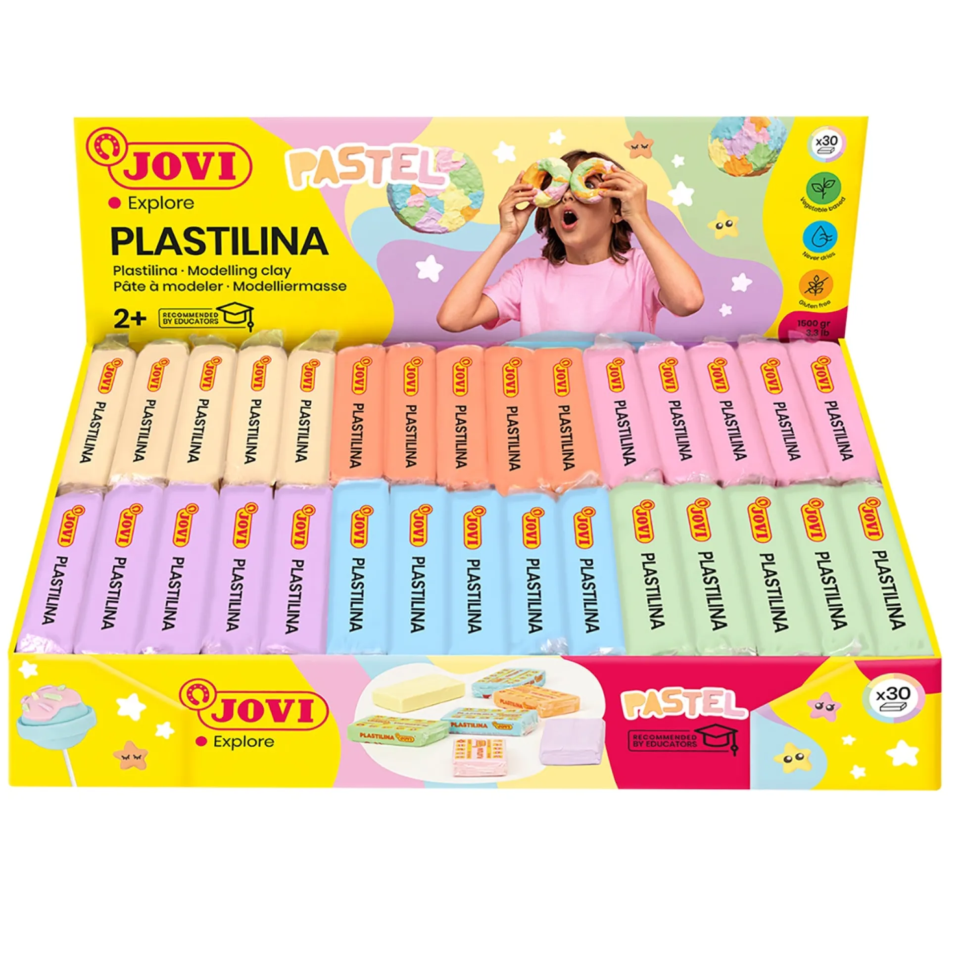 Educators Resource JOVI Pastel Plastilina Modeling Clay - 30 Bars Assortment* Clay, Dough & Sand Art