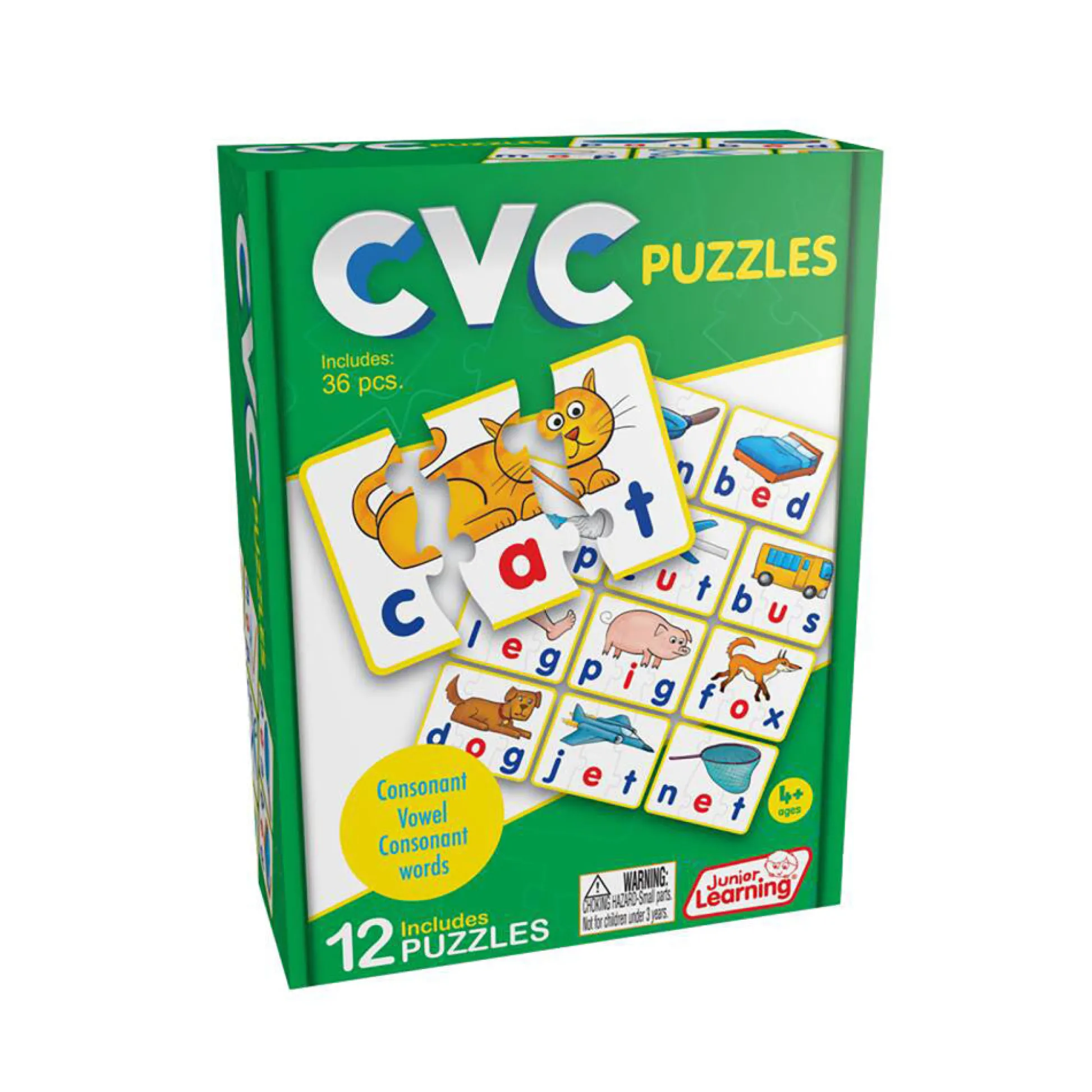 Flat River Group Junior Learning CVC Word Builder Puzzles - Educational Toy for Ages 4-5* Preschool Education Toys & Activities|Puzzles
