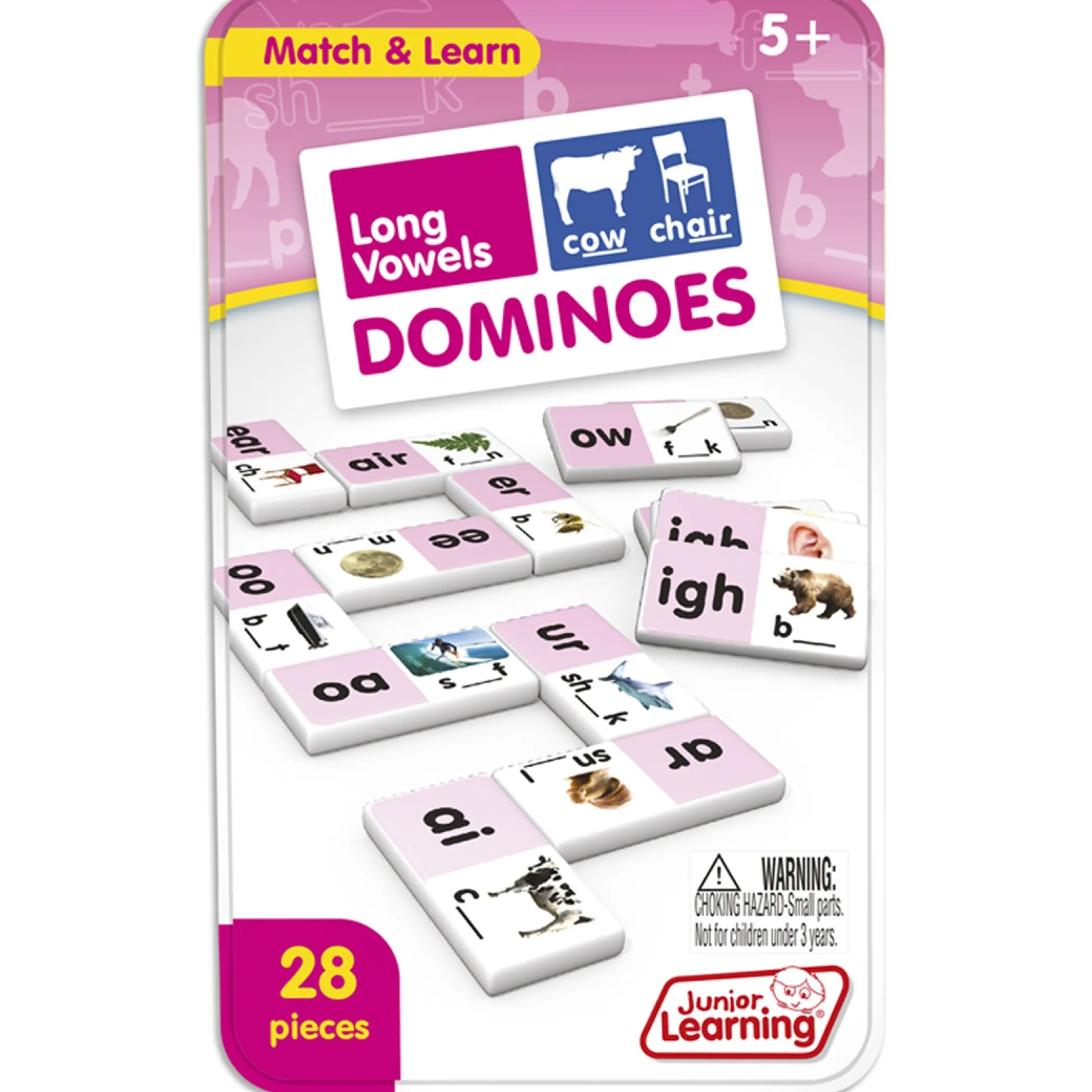 Educators Resource Junior Learning Long Vowel Dominoes - Multiplayer Educational Game Set* Dominoes & Tiles Games