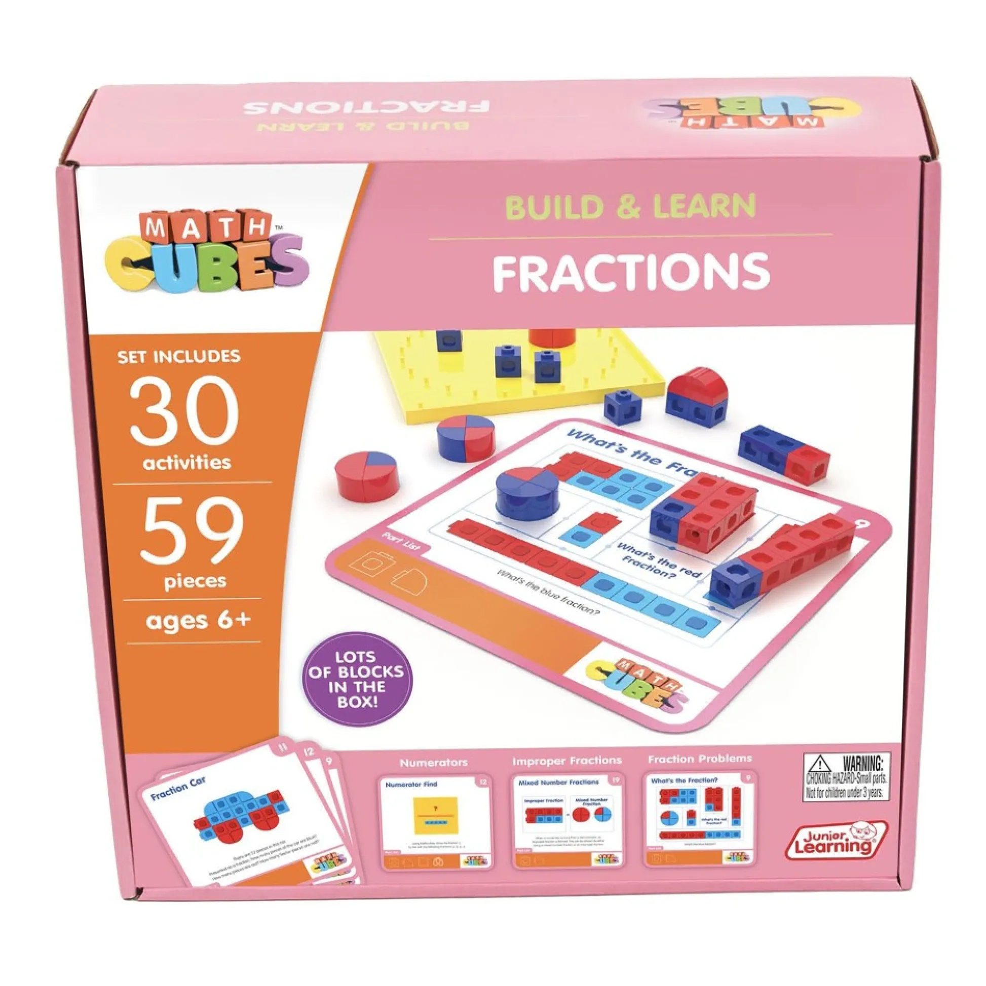 Flat River Group Junior Learning Mathcubes Fractions Set - 59-Piece Educational Kit* Math Toys|Math, Counting & Time