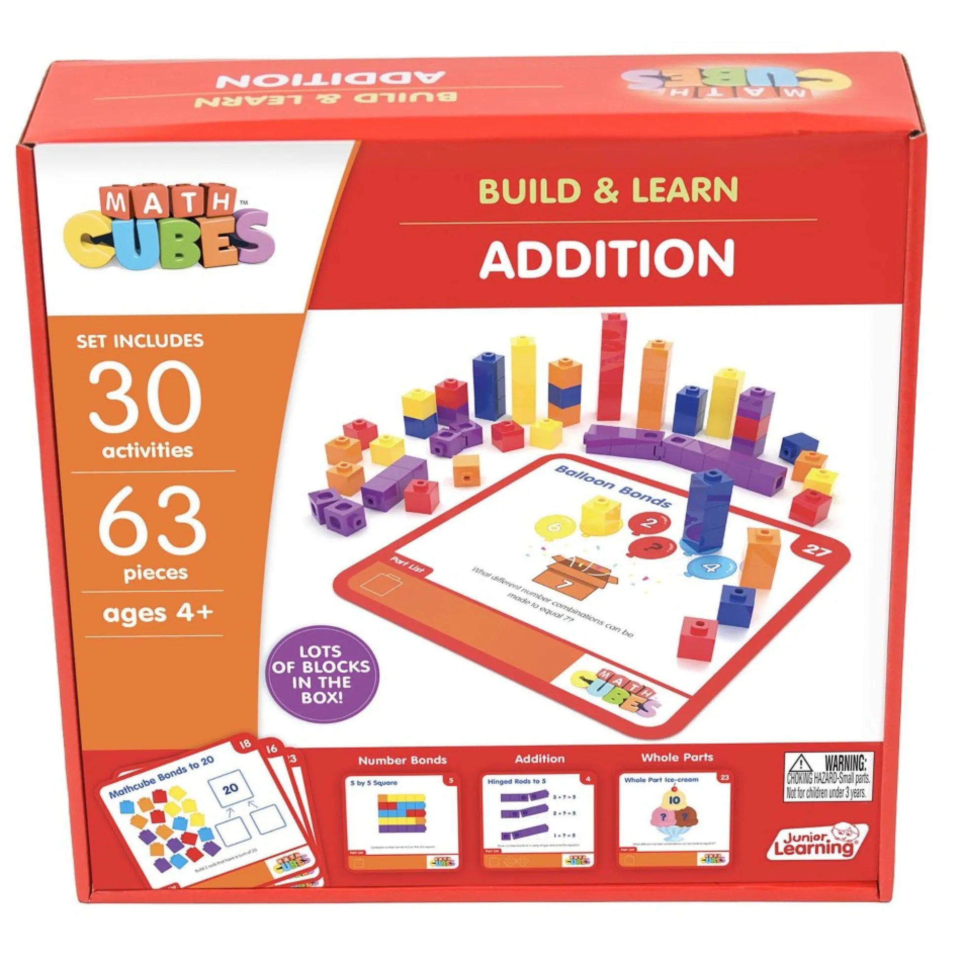 Flat River Group Junior Learning Mathcubes Addition Set - 30 Interactive Activities* Math Toys|Math, Counting & Time
