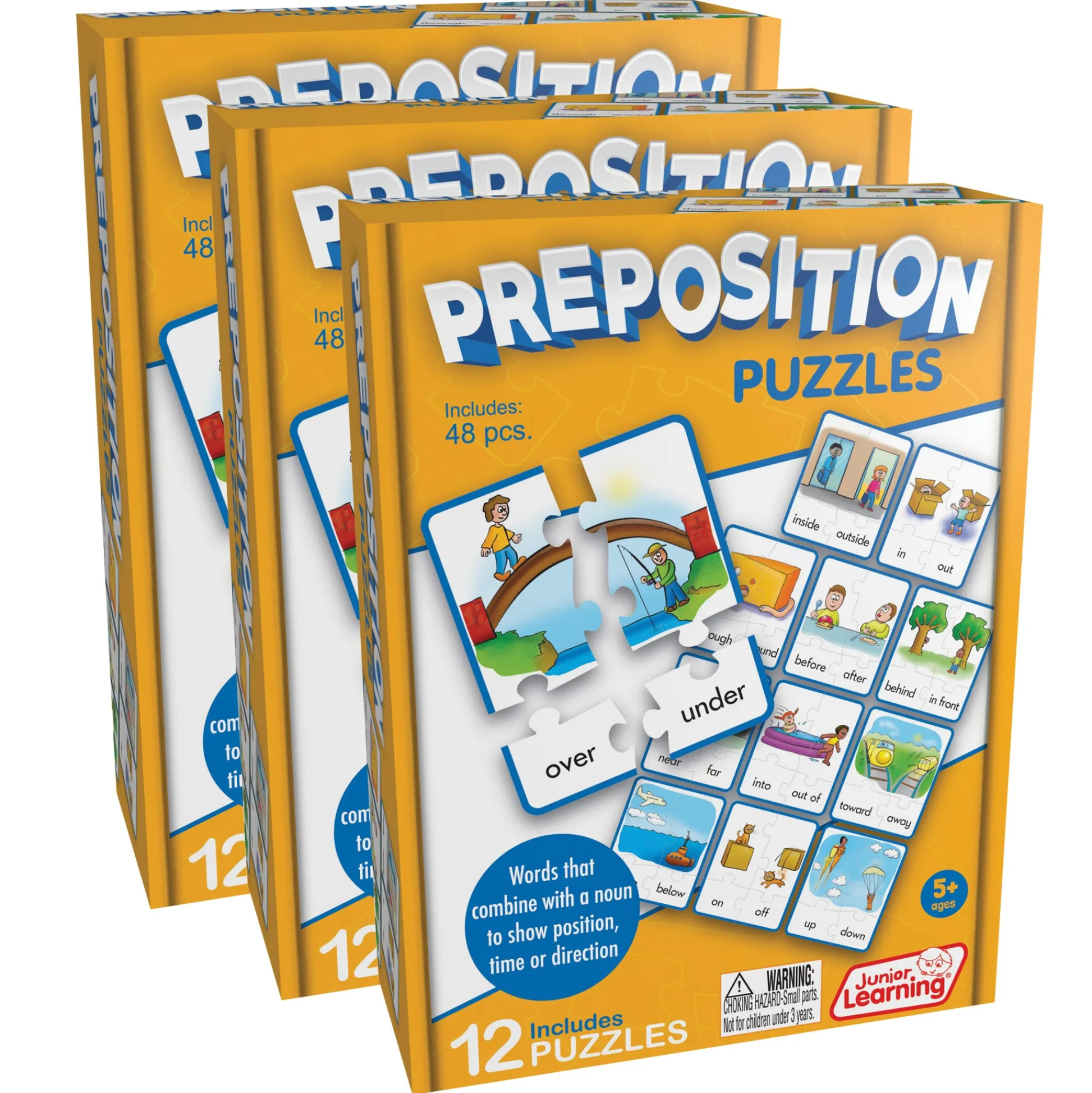 Educators Resource Junior Learning Preposition Puzzles - Multicolored Jigsaw Language Game* Puzzles