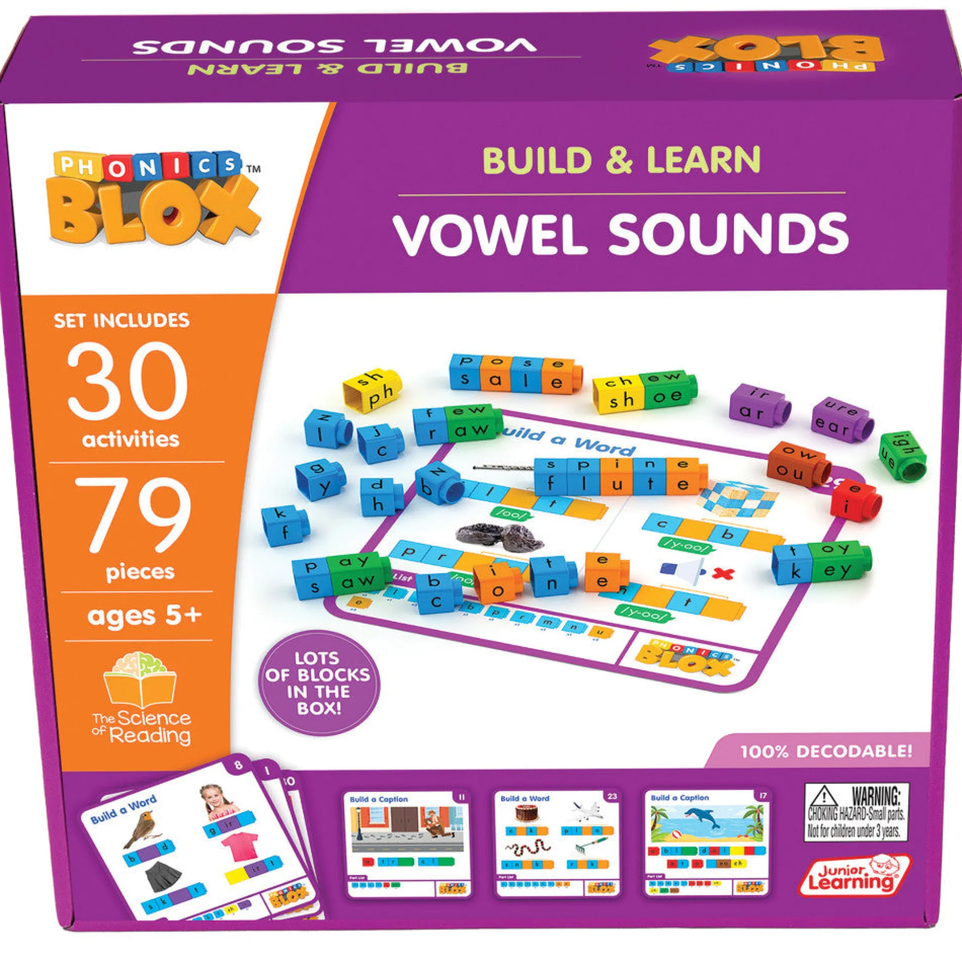 Flat River Group Junior Learning Rainbow Phonics Blox - Vowel Sounds Phase 5 - Educational Toy for Kids 5+* Preschool Education Toys & Activities