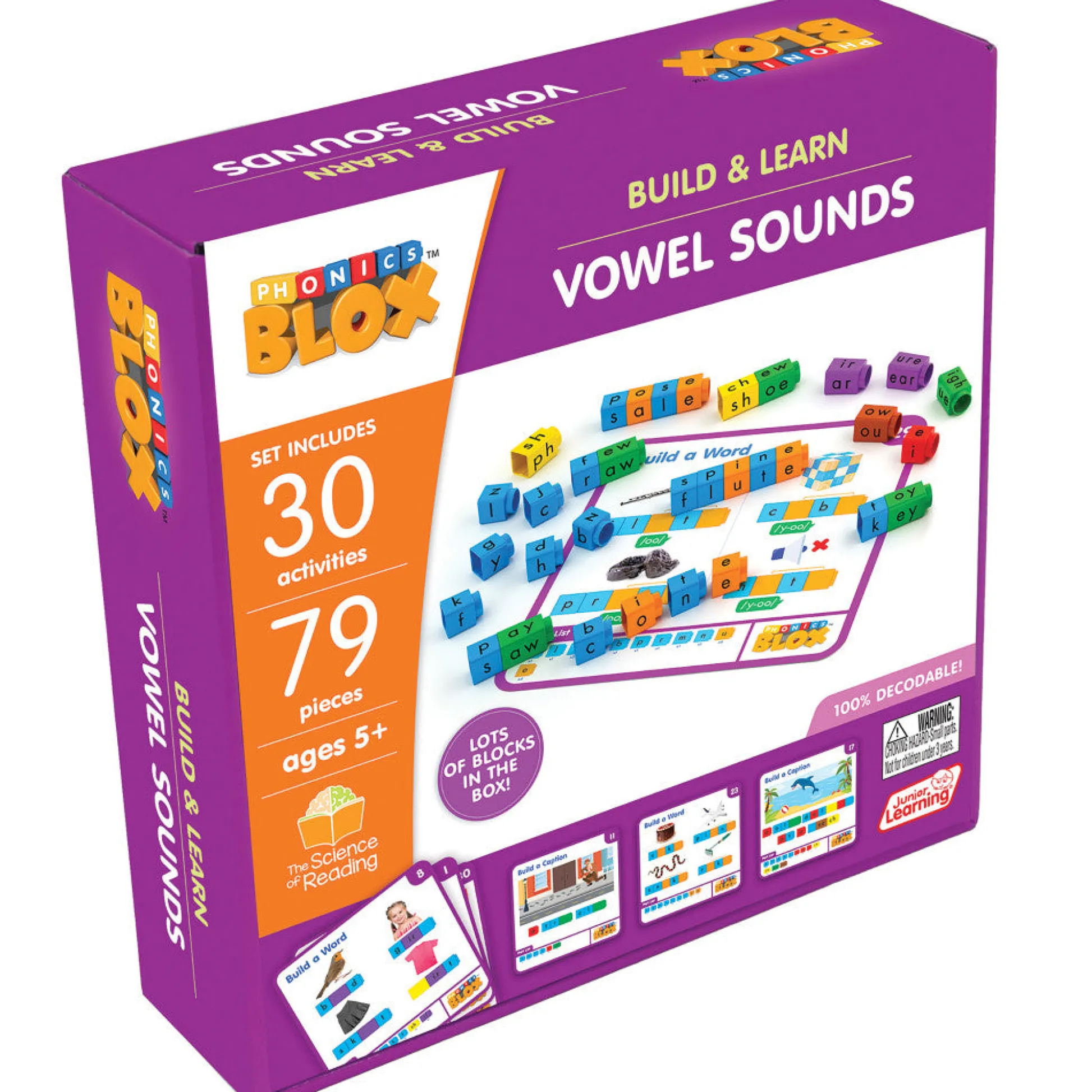 Flat River Group Junior Learning Rainbow Phonics Blox - Vowel Sounds Phase 5 - Educational Toy for Kids 5+* Preschool Education Toys & Activities