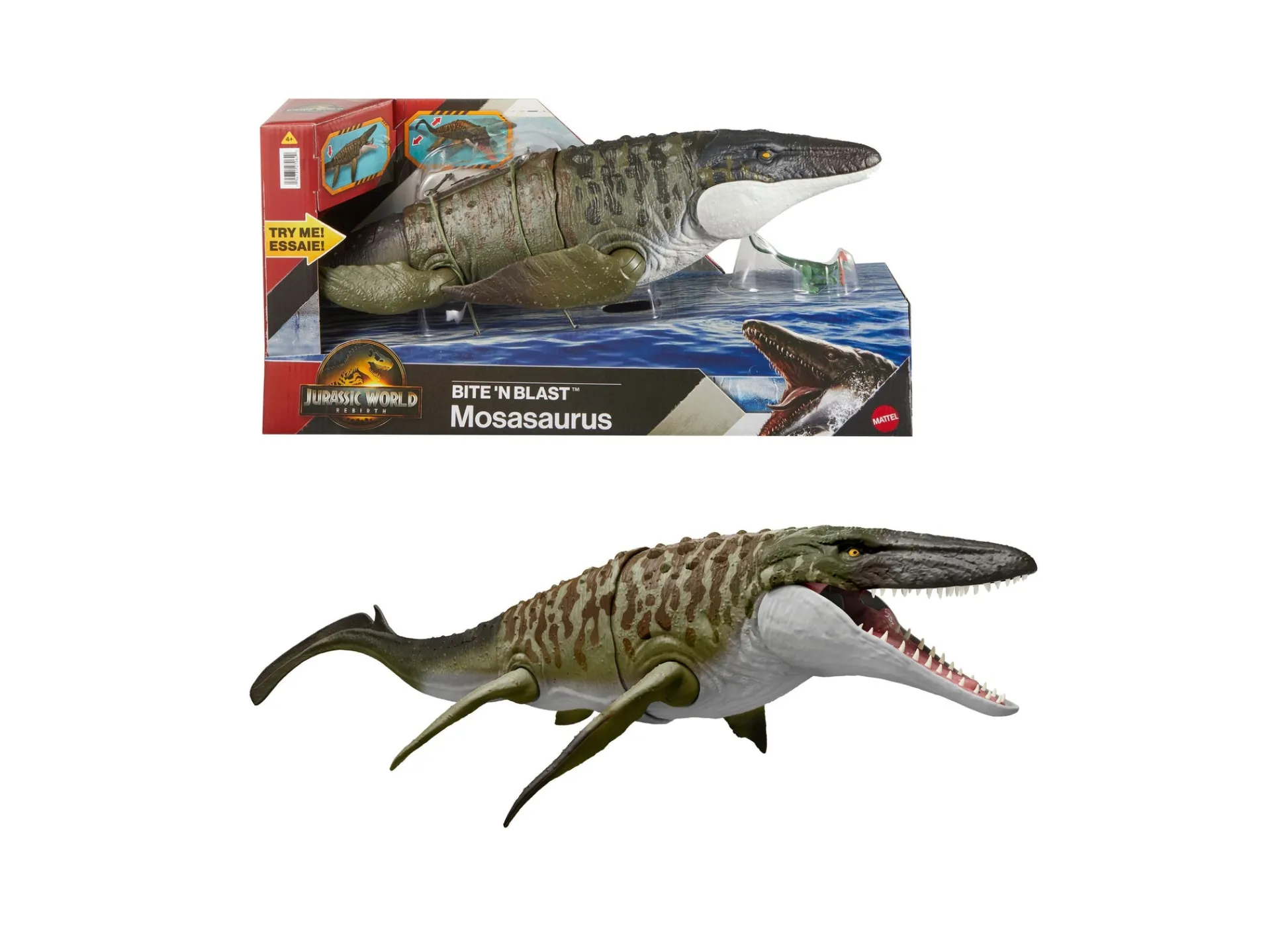 Macy's - Supplier Jurassic World Rebirth Bite N Blast Mosasaurus Action Figure Playset* Playsets & Vehicles