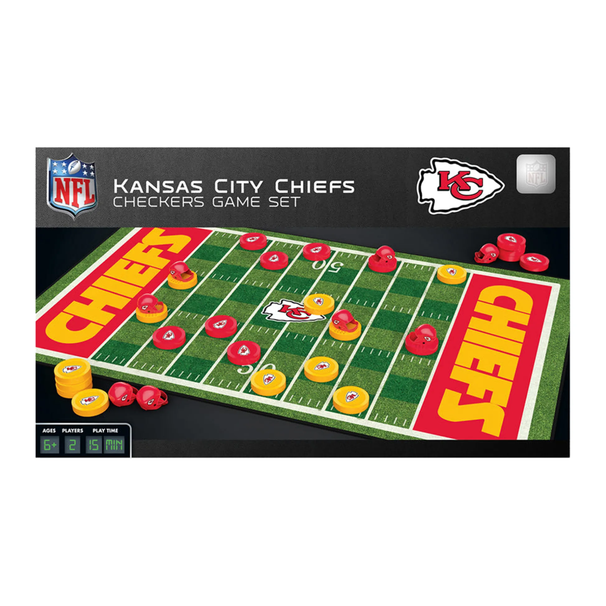 AreYouGame Kansas City Chiefs NFL Checkers Game Set by Masterpieces Puzzles* Board Games|Puzzles