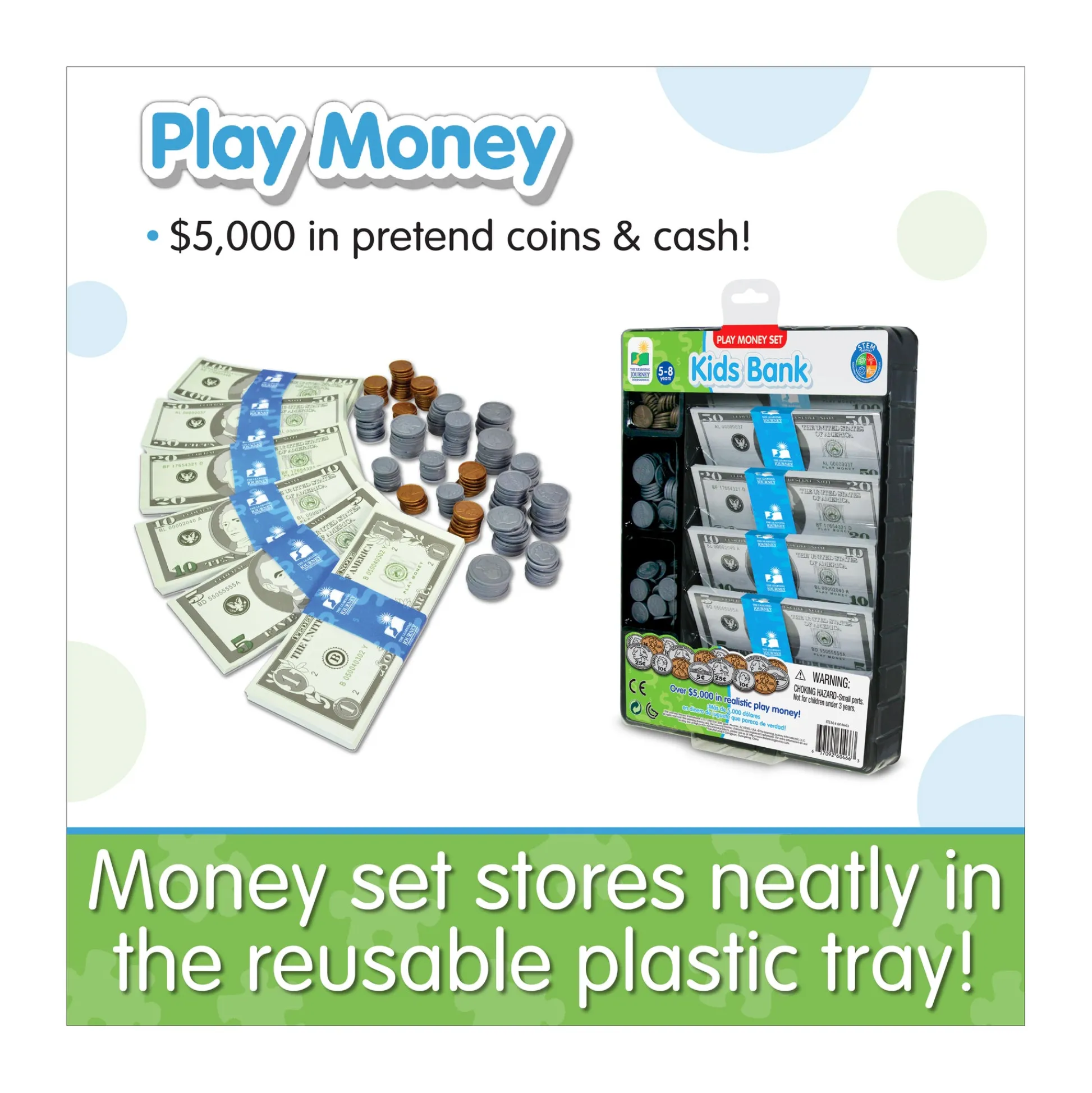 AreYouGame Kids Bank Ultimate Play Money Set - Realistic Toy Cash and Coins* Math Toys|Math, Counting & Time