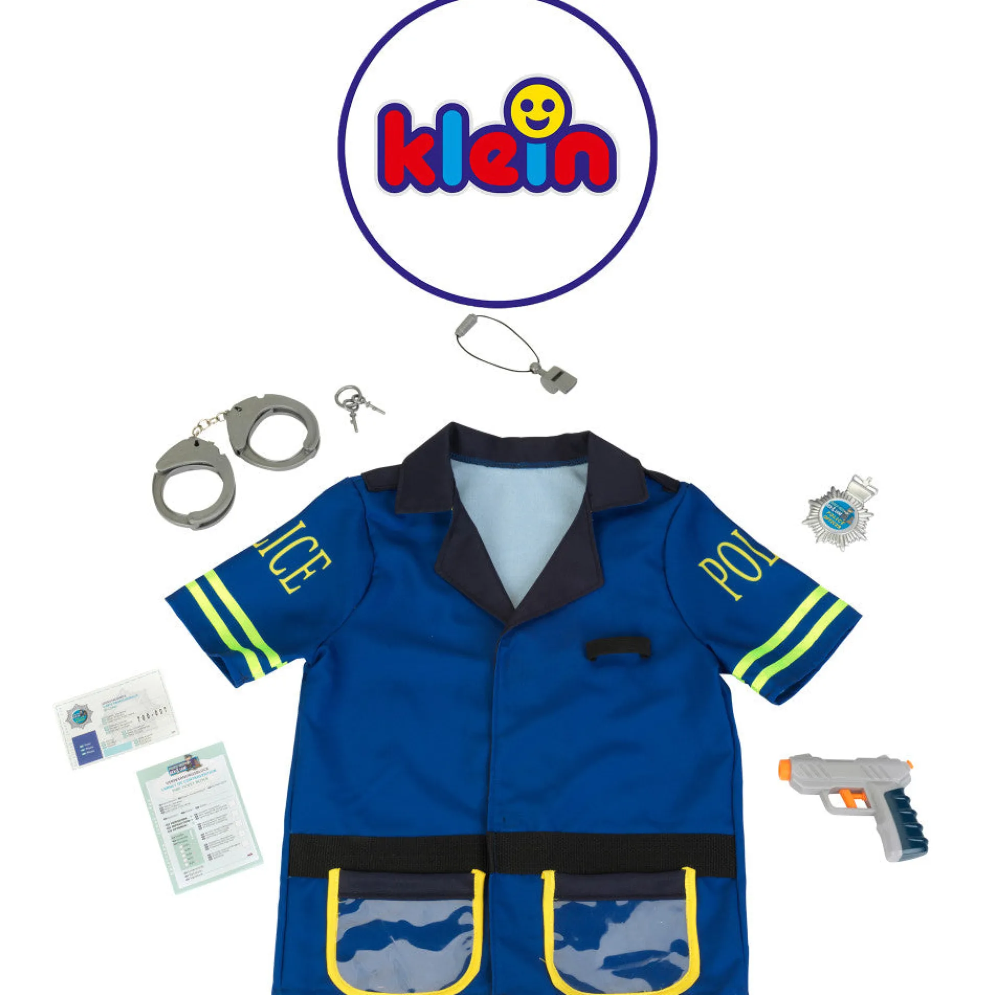 Flat River Group Klein 7pc PRO Police Costume Set - Blue & Yellow - Kids Ages 3+* Dress Up & Accessories|Dress Up